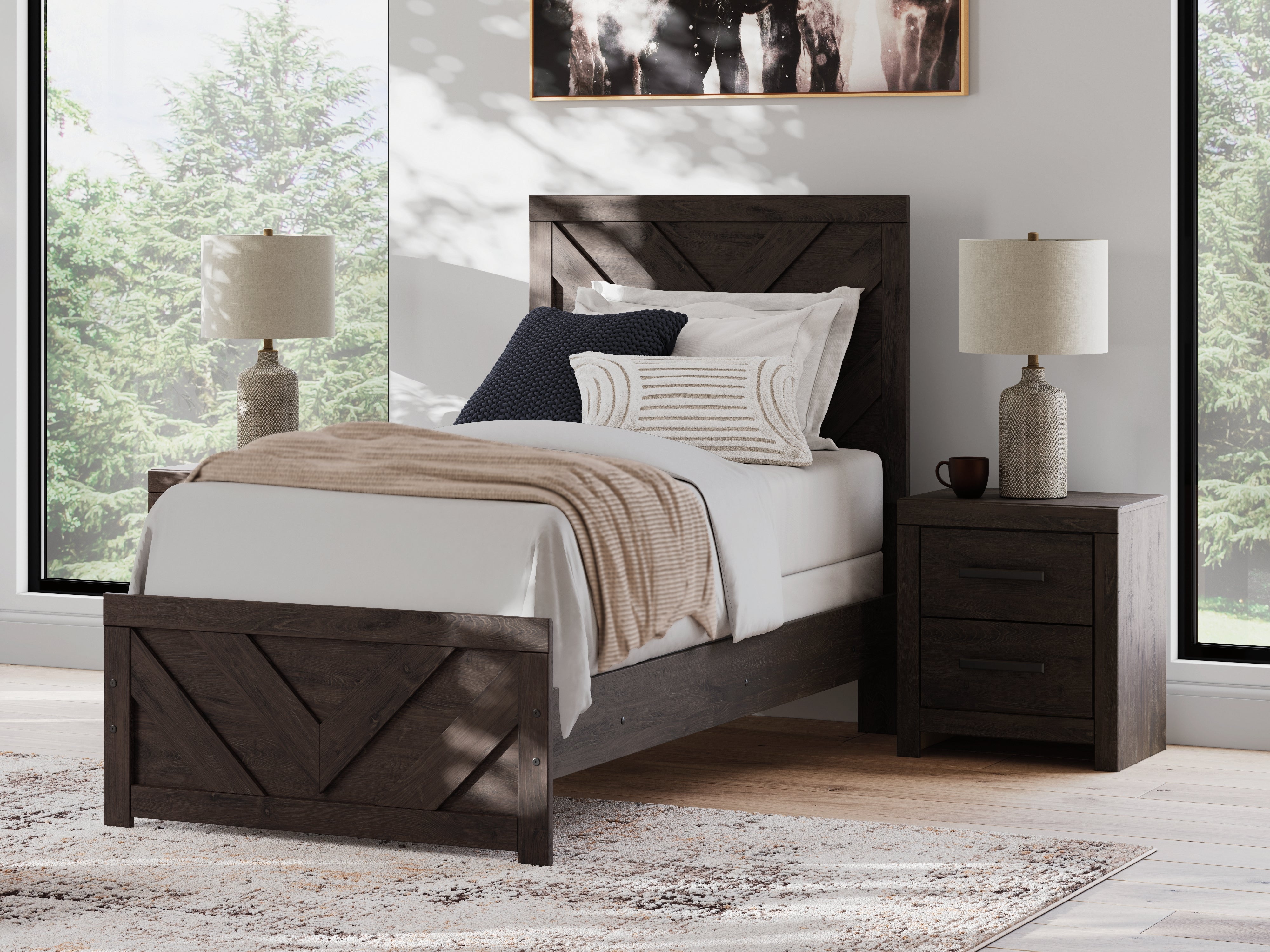 3 Brothers Decor - Ashley Furniture - Prendonea Bedroom - Twin Panel Bed / Charcoal - B3789B2