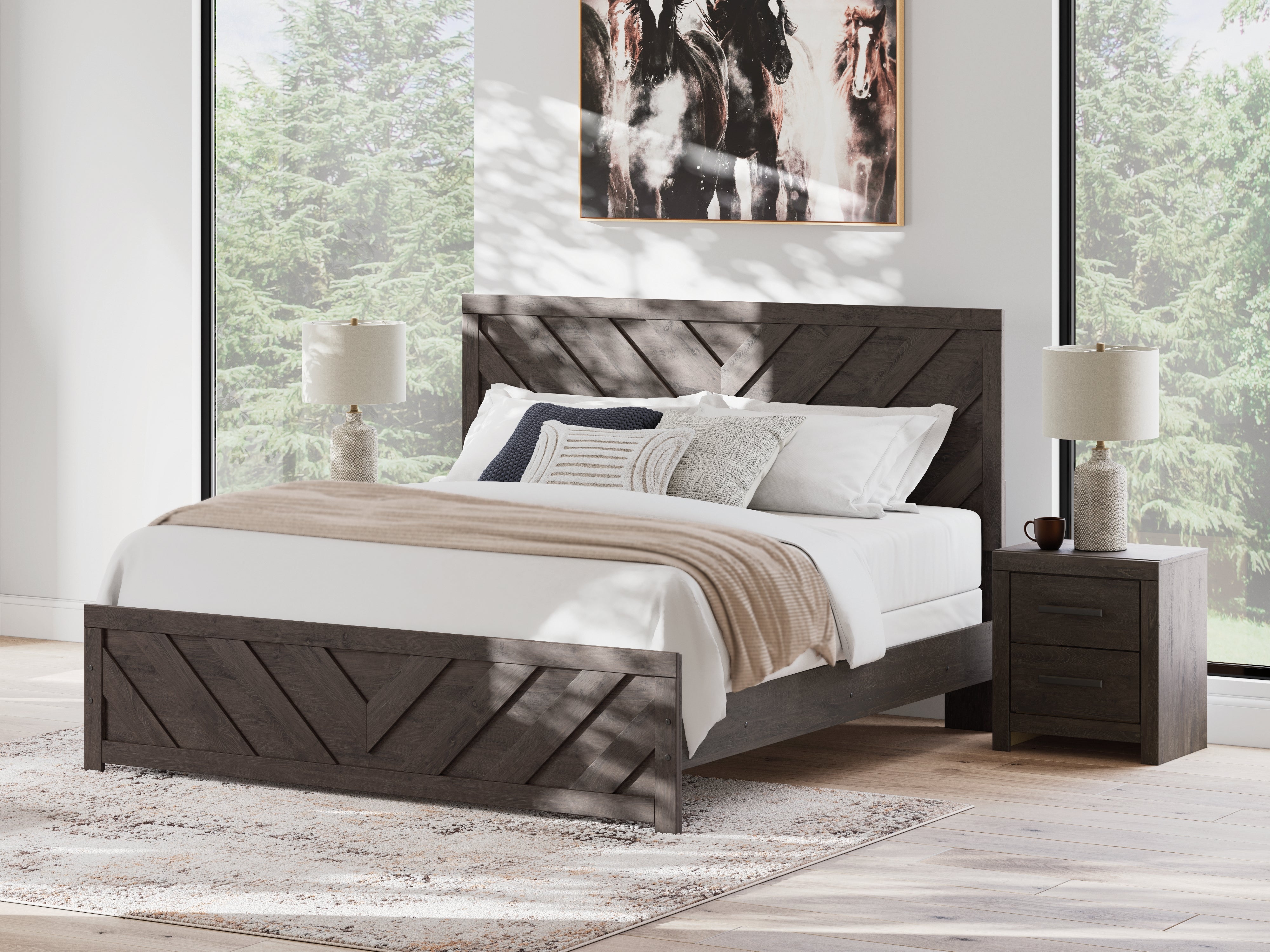 3 Brothers Decor - Ashley Furniture - Prendonea Bedroom - King Panel Bed / Charcoal - B3789B8