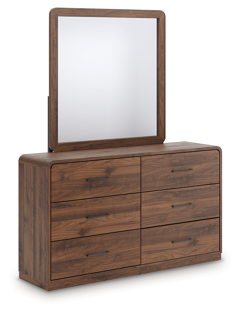 3 Brothers Decor - Ashley Furniture - Fortlorn Bedroom - Dresser and Mirror / Walnut Brown - PCB386B1