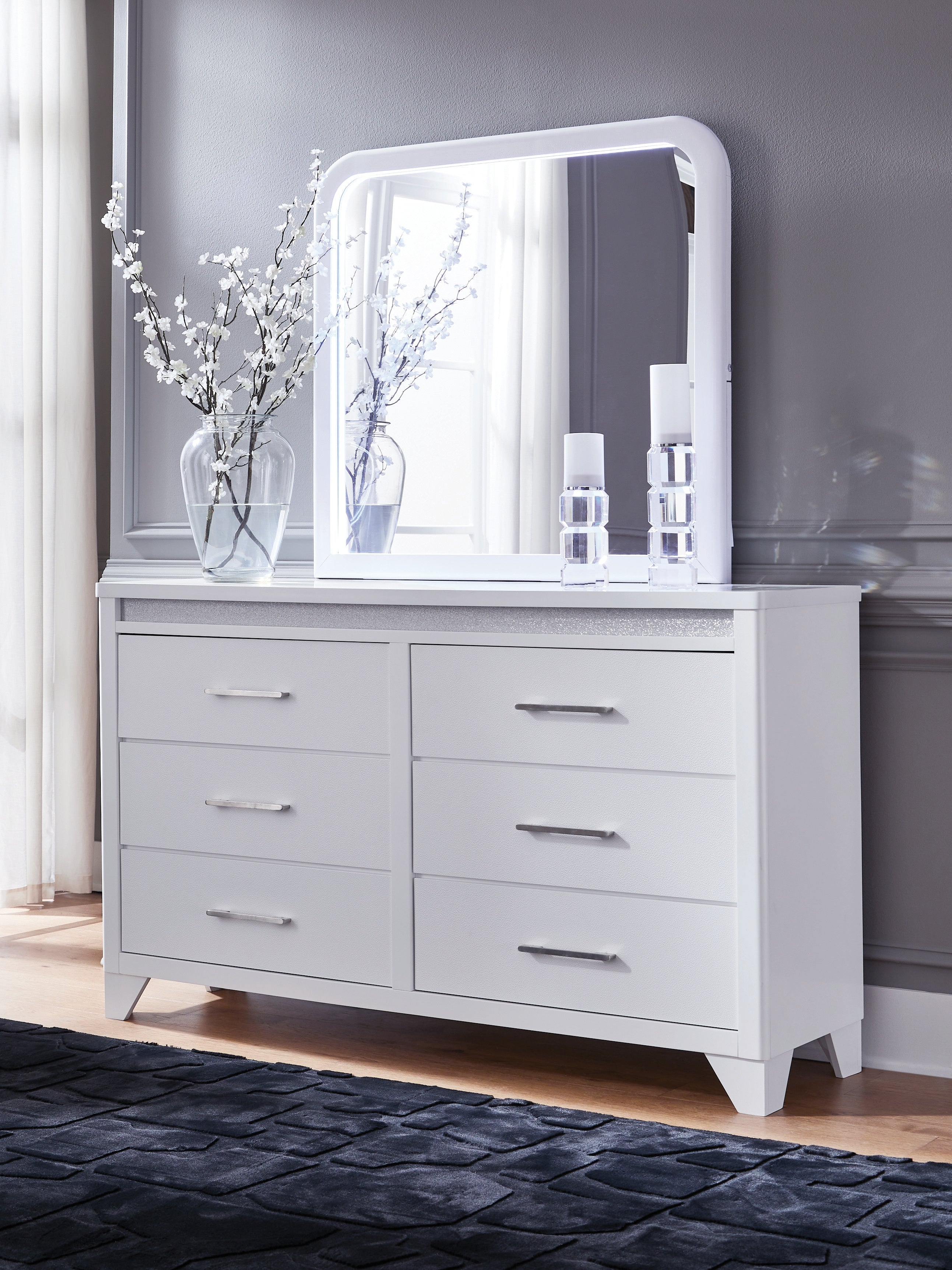 3 Brothers Decor - Ashley Furniture - Jarlee Bedroom - Dresser and Mirror / White - PCB392B1