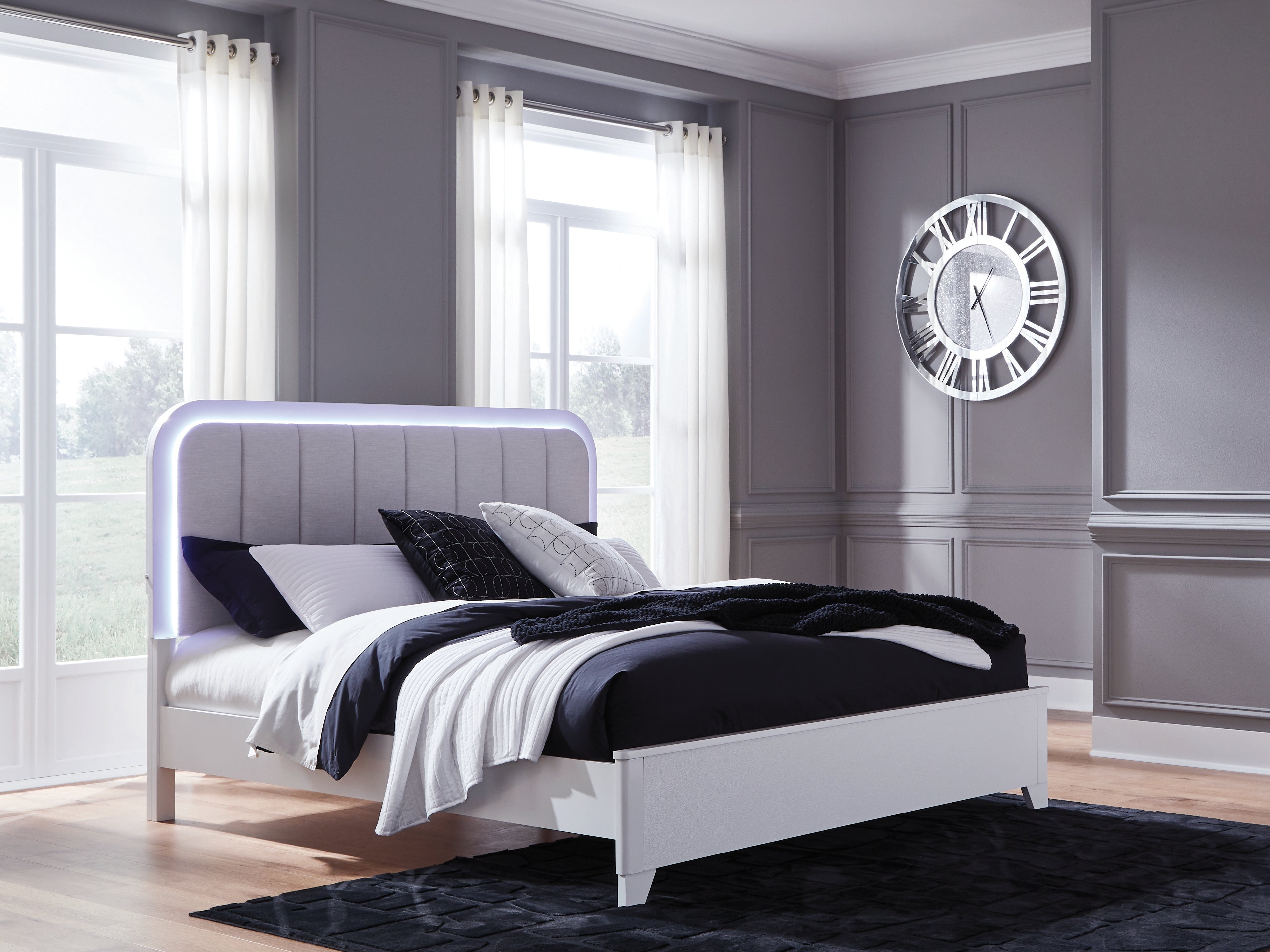 3 Brothers Decor - Ashley Furniture - Jarlee Bedroom - King Upholstered Panel Bed / White - PCB392B4