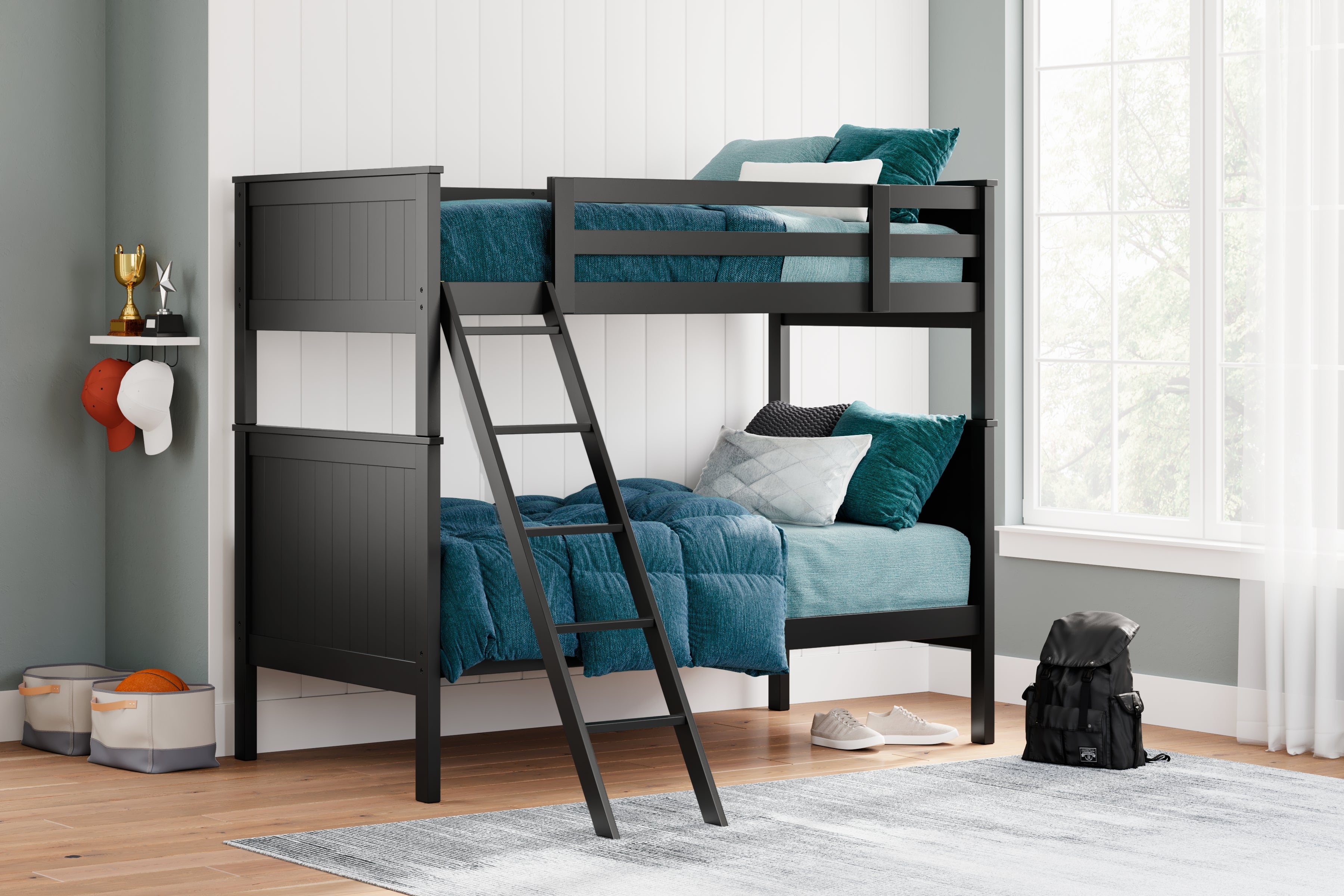 3 Brothers Decor - Ashley Furniture - Nextonfort Bedroom - Twin over Twin Bunk Bed / Black - B396B7