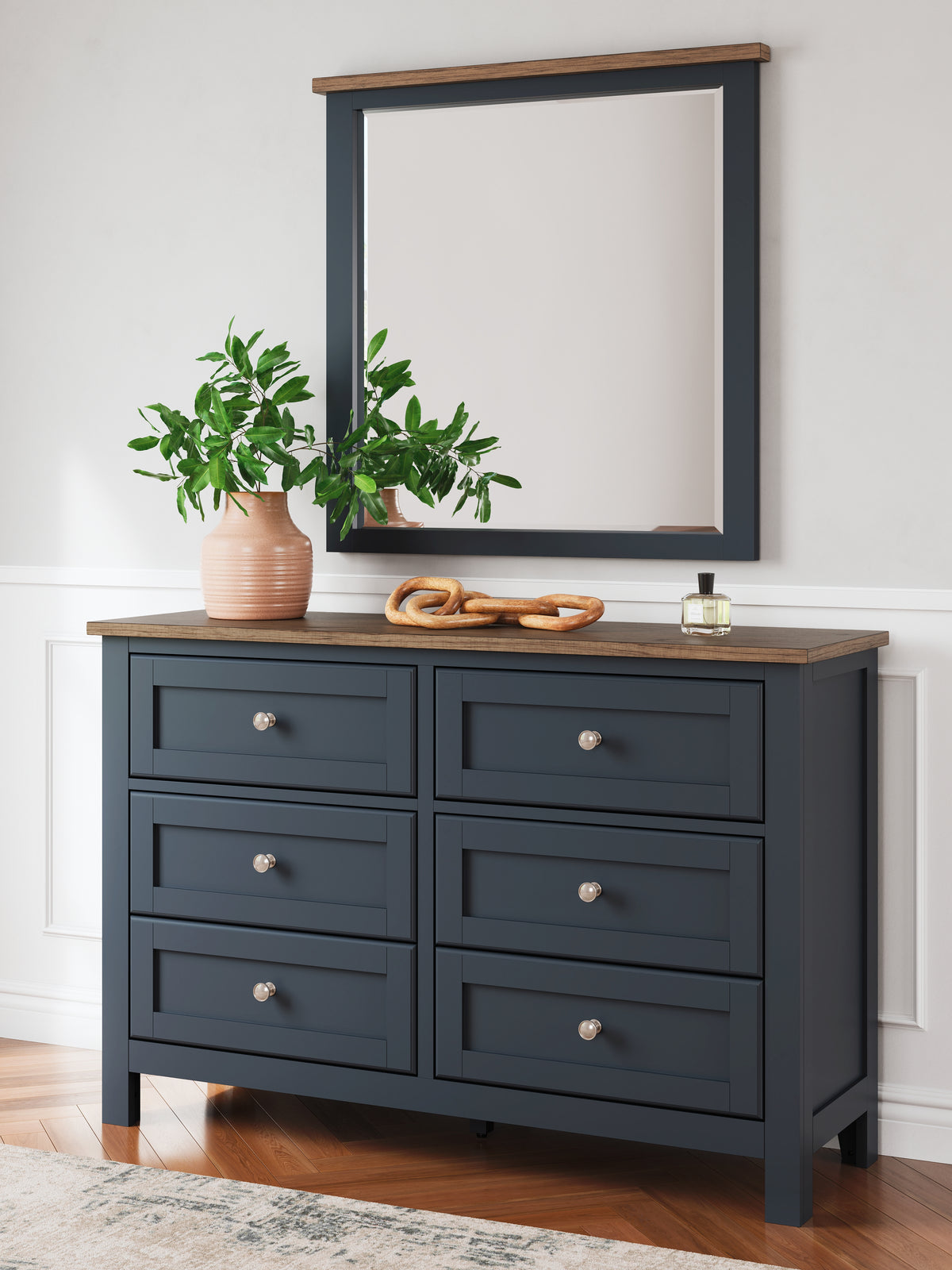 3 Brothers Decor - Ashley Furniture - Landocken Bedroom - Dresser and Mirror / Brown/Blue - B414B1