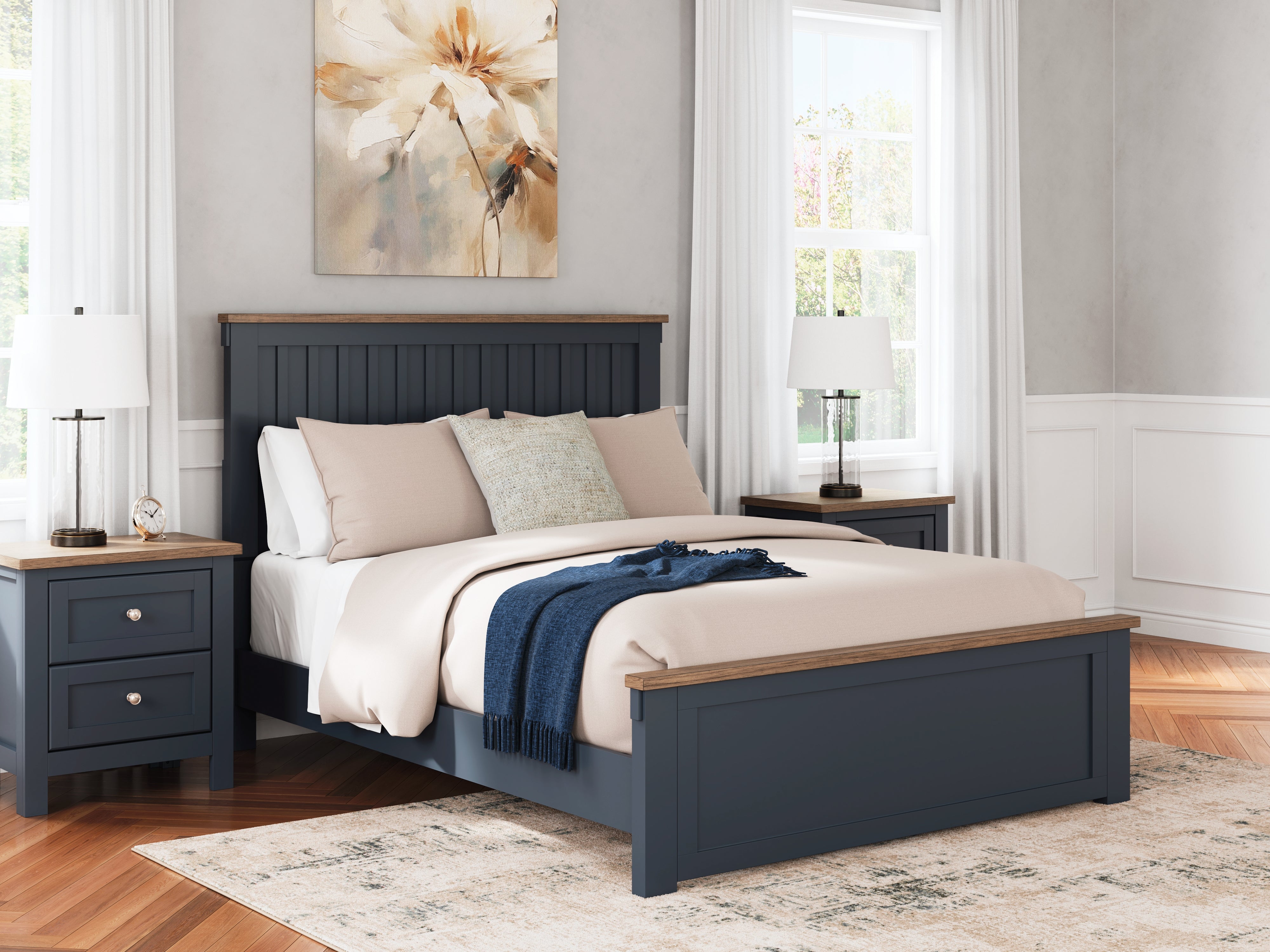3 Brothers Decor - Ashley Furniture - Landocken Bedroom - Queen Panel Bed / Brown/Blue - B414B10