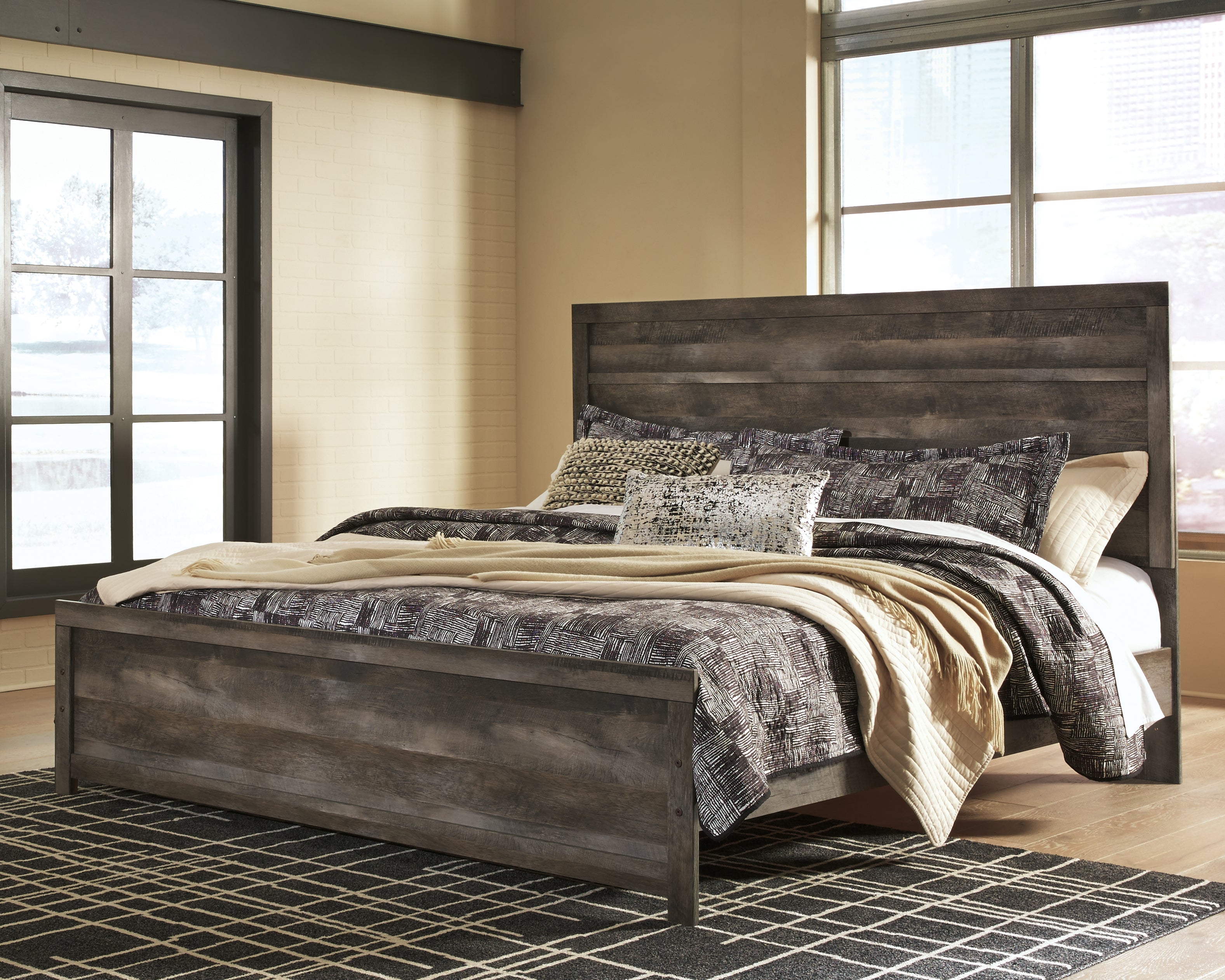 3 Brothers Decor - Ashley Furniture - Wynnlow Bedroom - King Panel Bed / Gray - B440B8