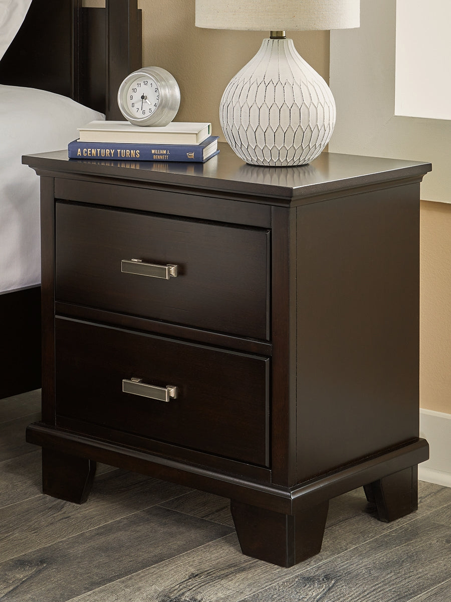 3 Brothers Decor - Ashley Furniture - Covetown Bedroom - Two Drawer Night Stand / Dark Brown - B441-92
