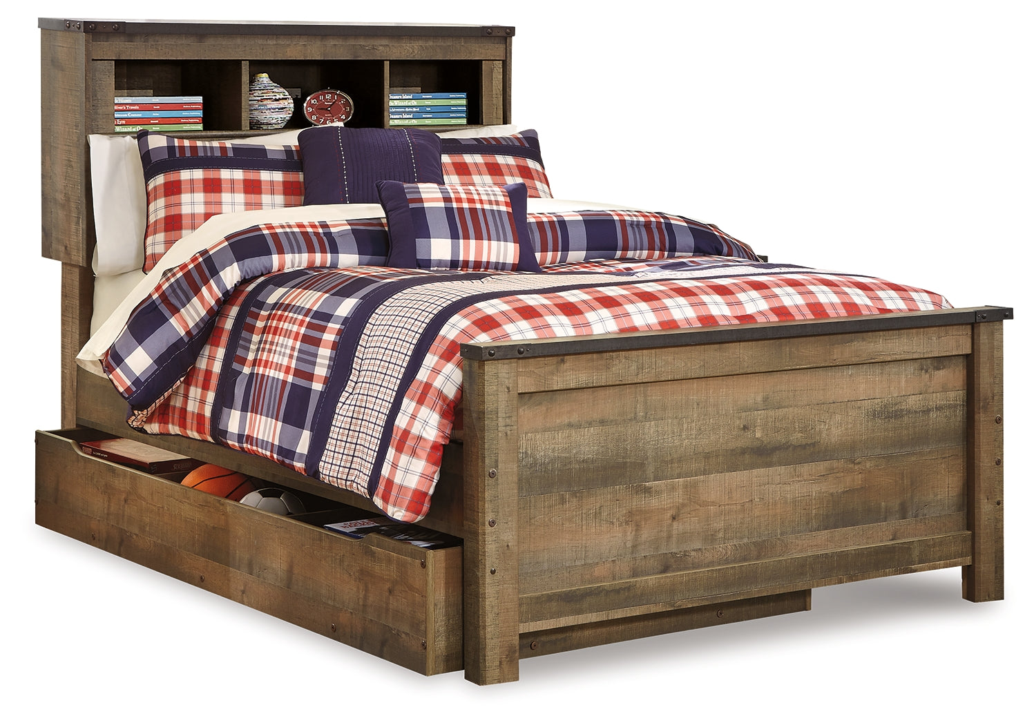 3 Brothers Decor - Ashley Furniture - Trinell Bedroom - Full Bookcase Bed with Storage / Brown - B446B91