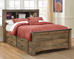 3 Brothers Decor - Ashley Furniture - Trinell Bedroom - Full Bookcase Bed with 2 Sided Storage / Brown - B446B79
