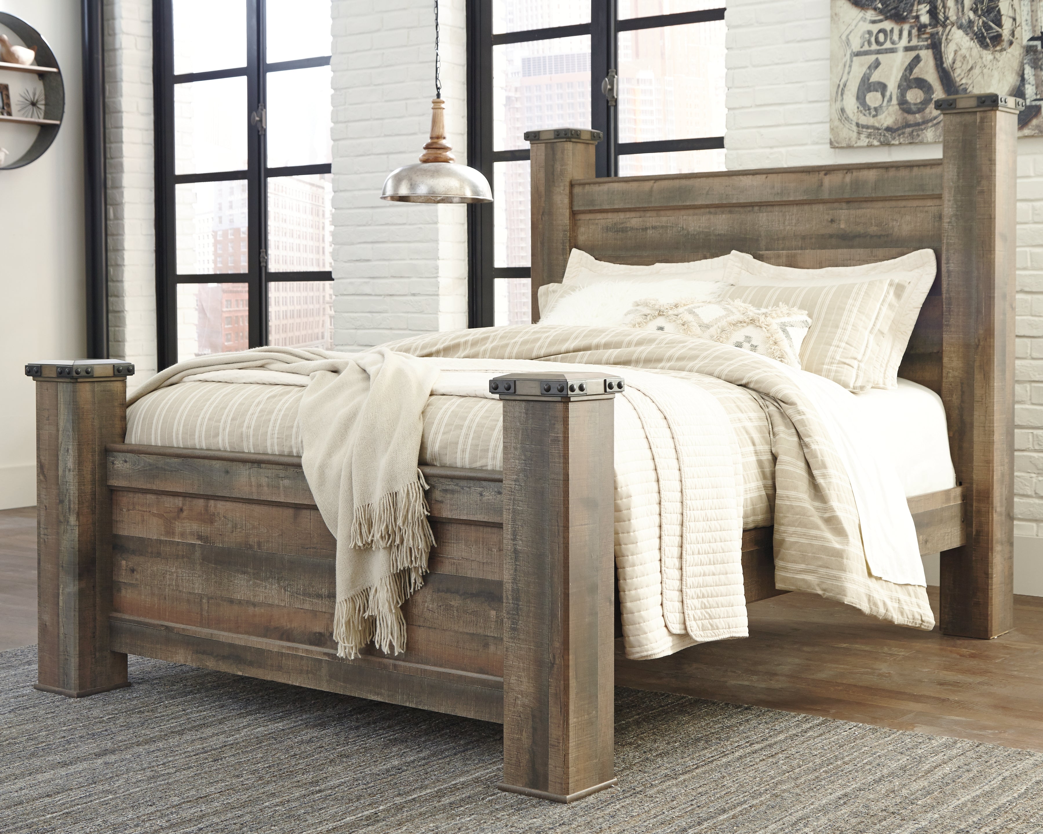 3 Brothers Decor - Ashley Furniture - Trinell Bedroom - Queen Poster Bed / Brown - B446B40