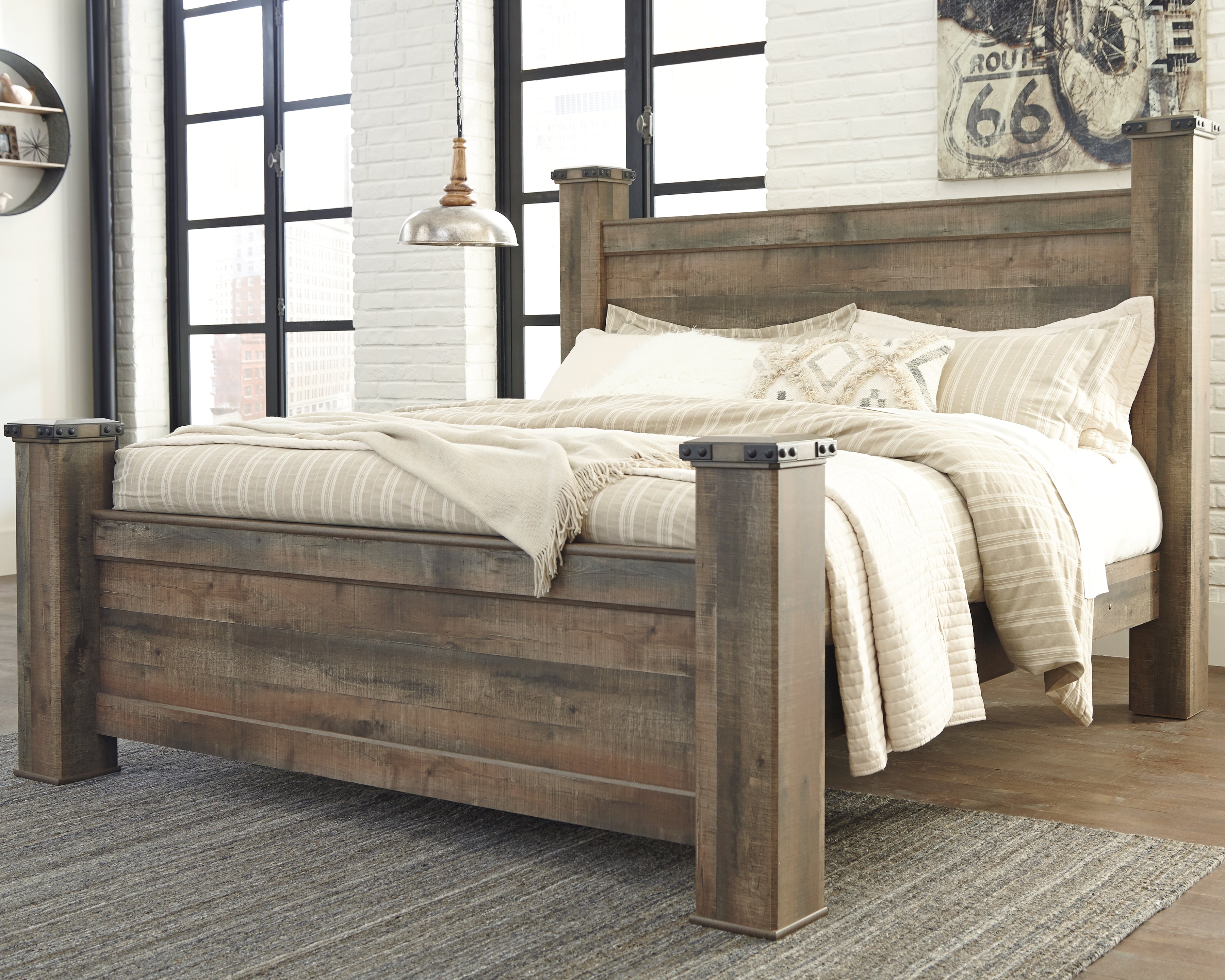 3 Brothers Decor - Ashley Furniture - Trinell Bedroom - King Poster Bed / Brown - B446B45