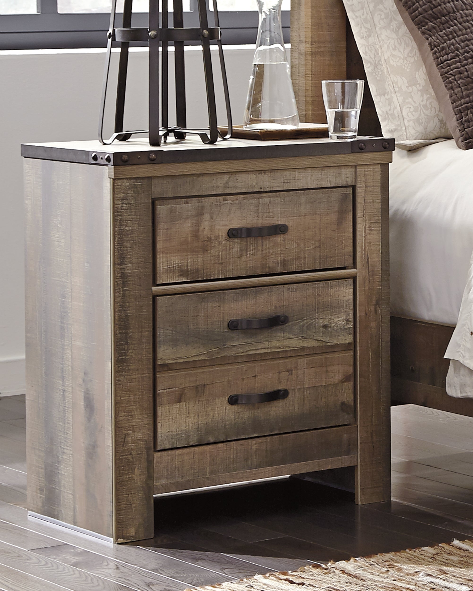 3 Brothers Decor - Ashley Furniture - Trinell Bedroom - Two Drawer Night Stand / Brown - B446-92