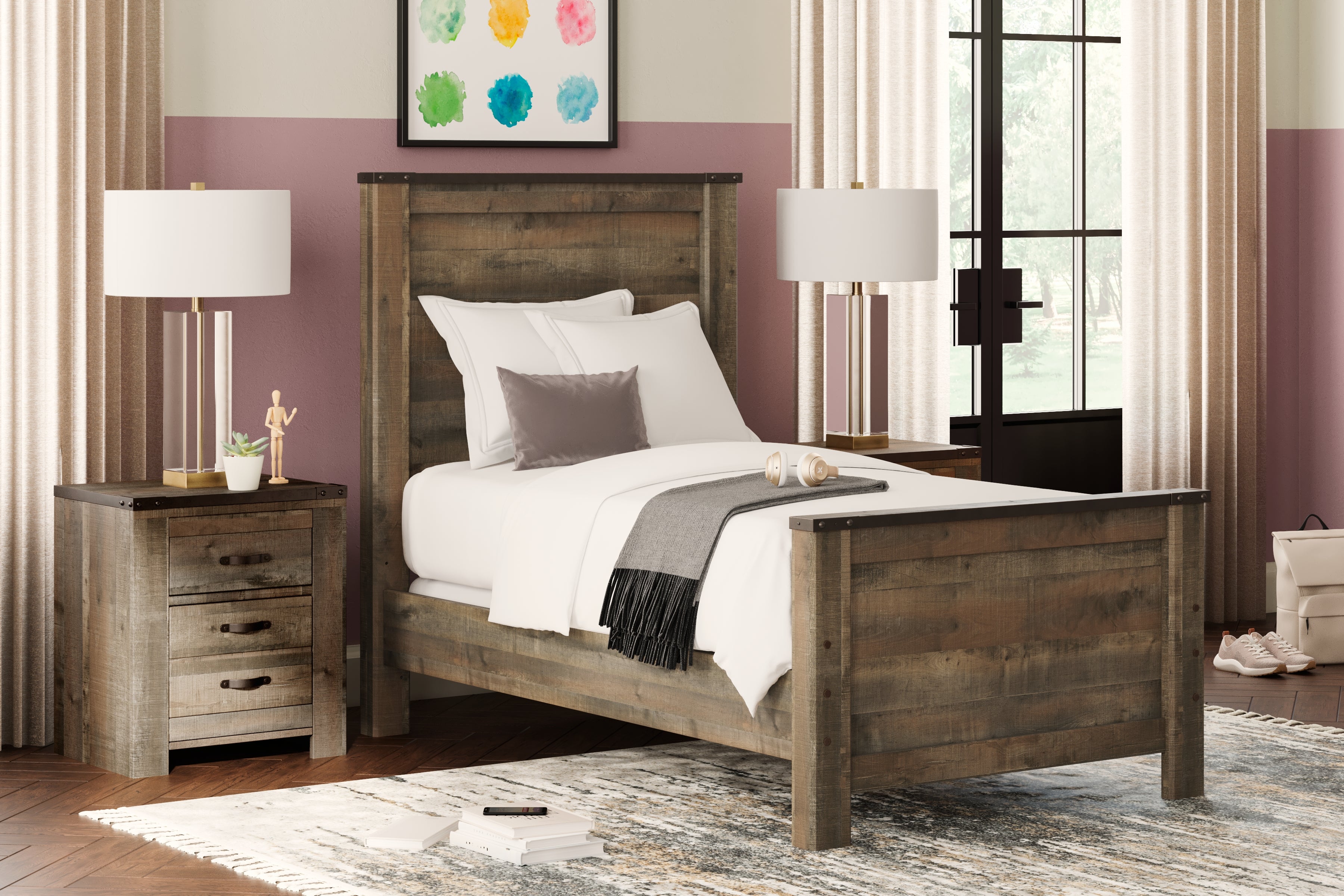 3 Brothers Decor - Ashley Furniture - Trinell Bedroom - Twin Panel Bed / Brown - B446B2