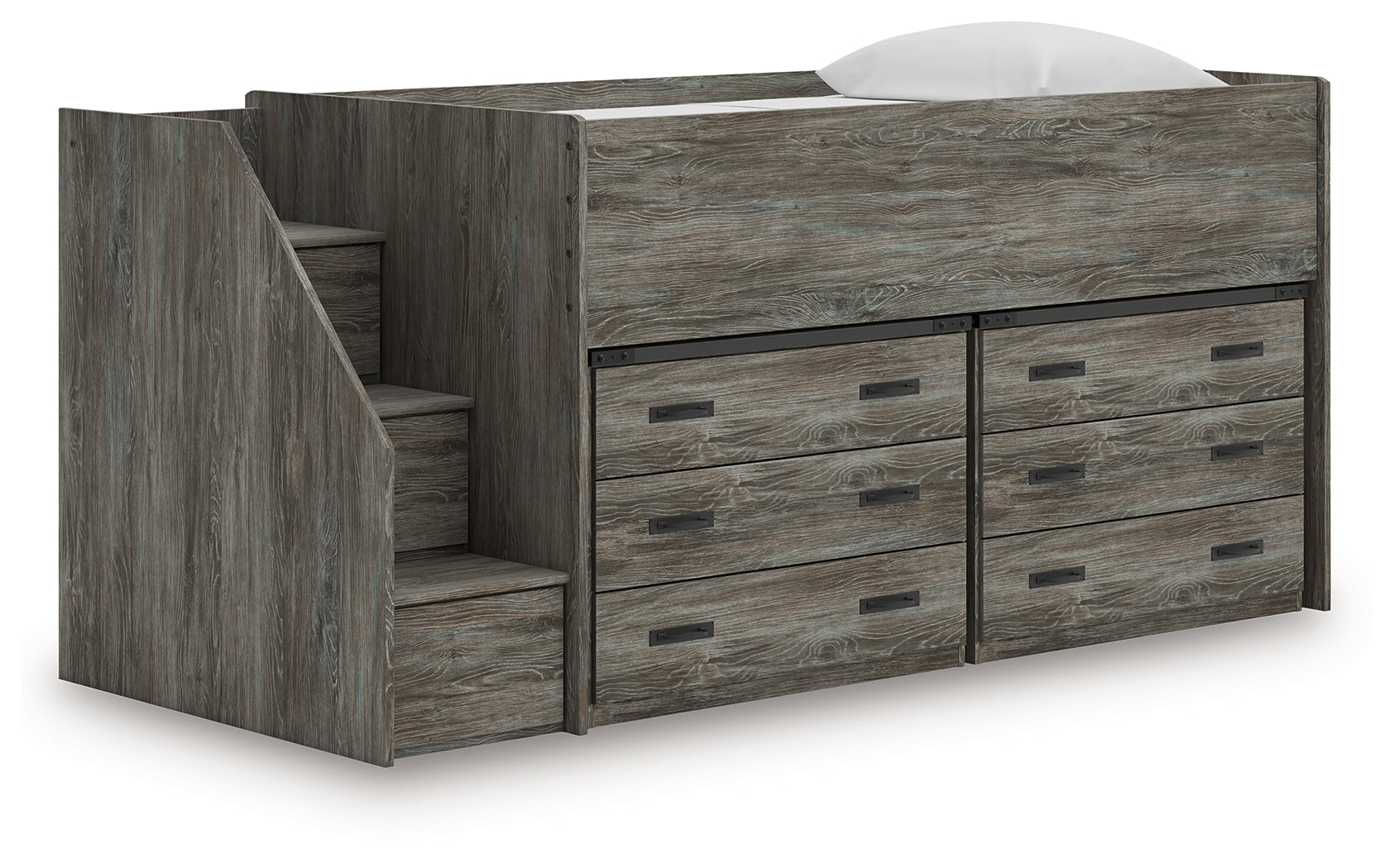 3 Brothers Decor - Ashley Furniture - Frandern Twin Loft Bed with Drawer Storage - Twin Loft Bed with Drawer Storage / Warm Gray - B4480B26