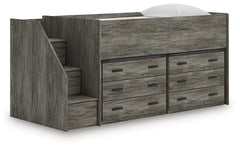 3 Brothers Decor - Ashley Furniture - Frandern Twin Loft Bed with Drawer Storage - Twin Loft Bed with Drawer Storage / Warm Gray - B4480B26