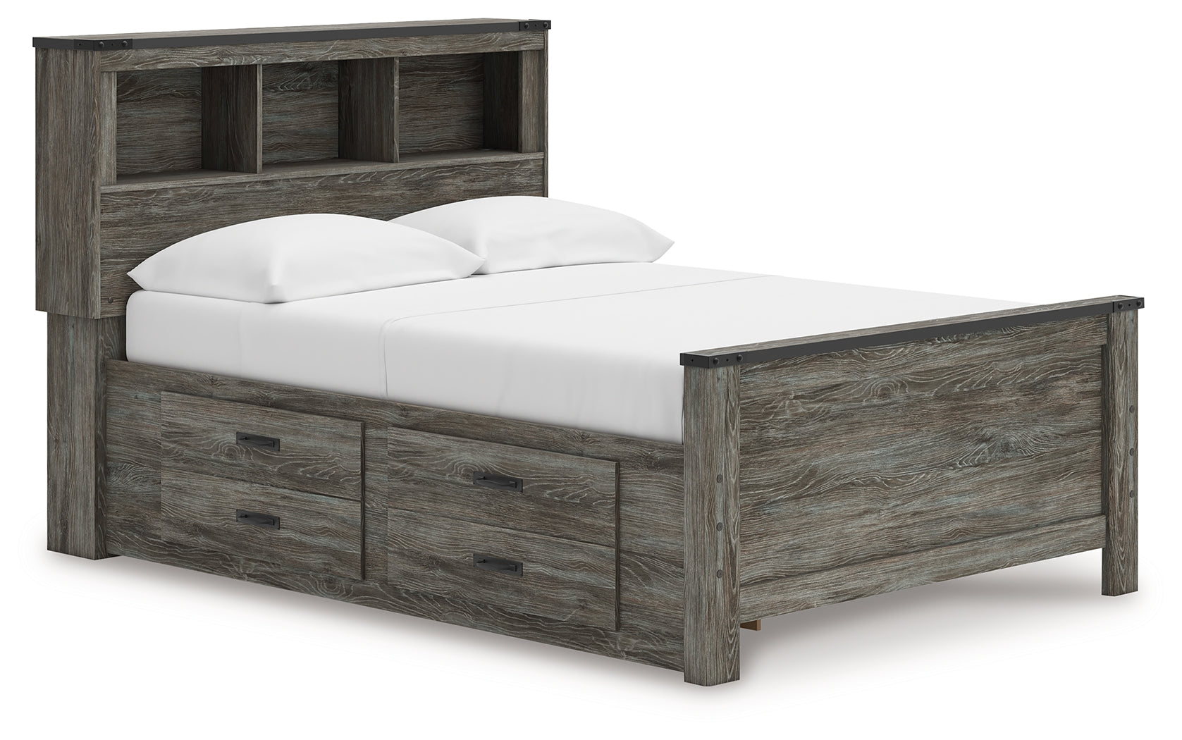 3 Brothers Decor - Ashley Furniture - Frandern Bedroom - Full Bookcase Panel Bed with Storage / Gray - B4480B9