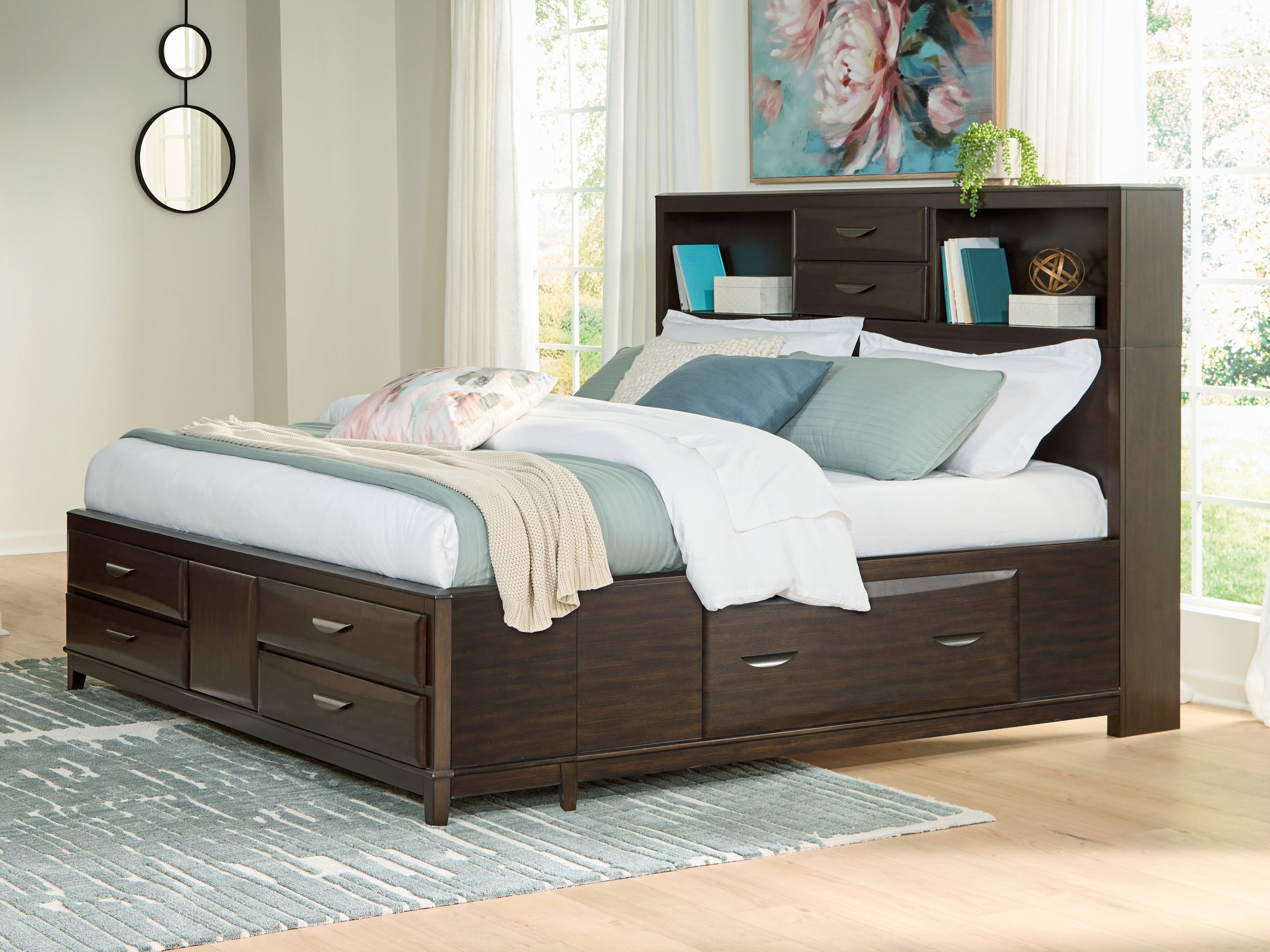 3 Brothers Decor - Ashley Furniture - Vanmore Bedroom - King Storage Bed / Dark Brown - B479B6