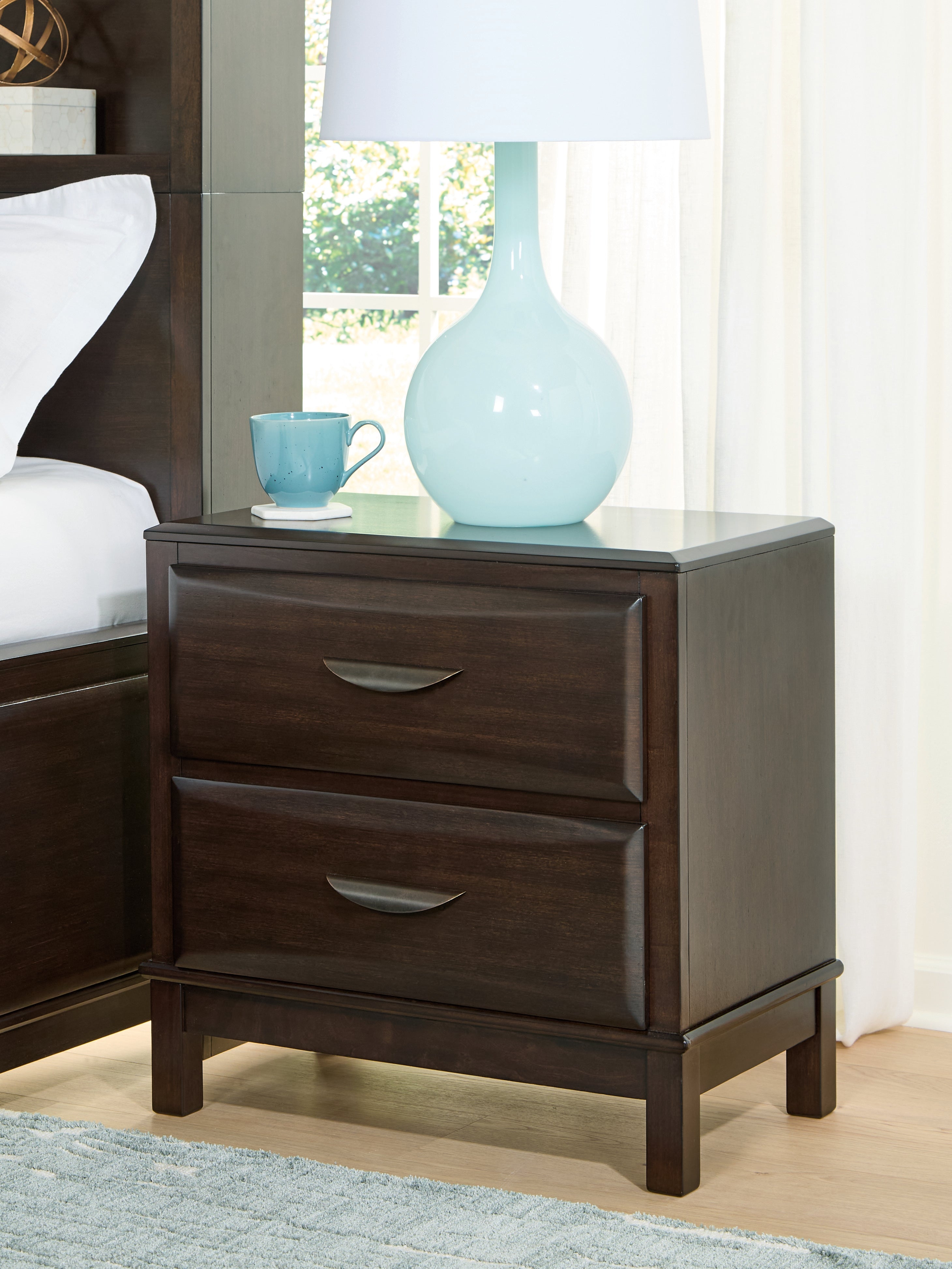 3 Brothers Decor - Ashley Furniture - Vanmore Bedroom - Two Drawer Night Stand / Dark Brown - B479-92
