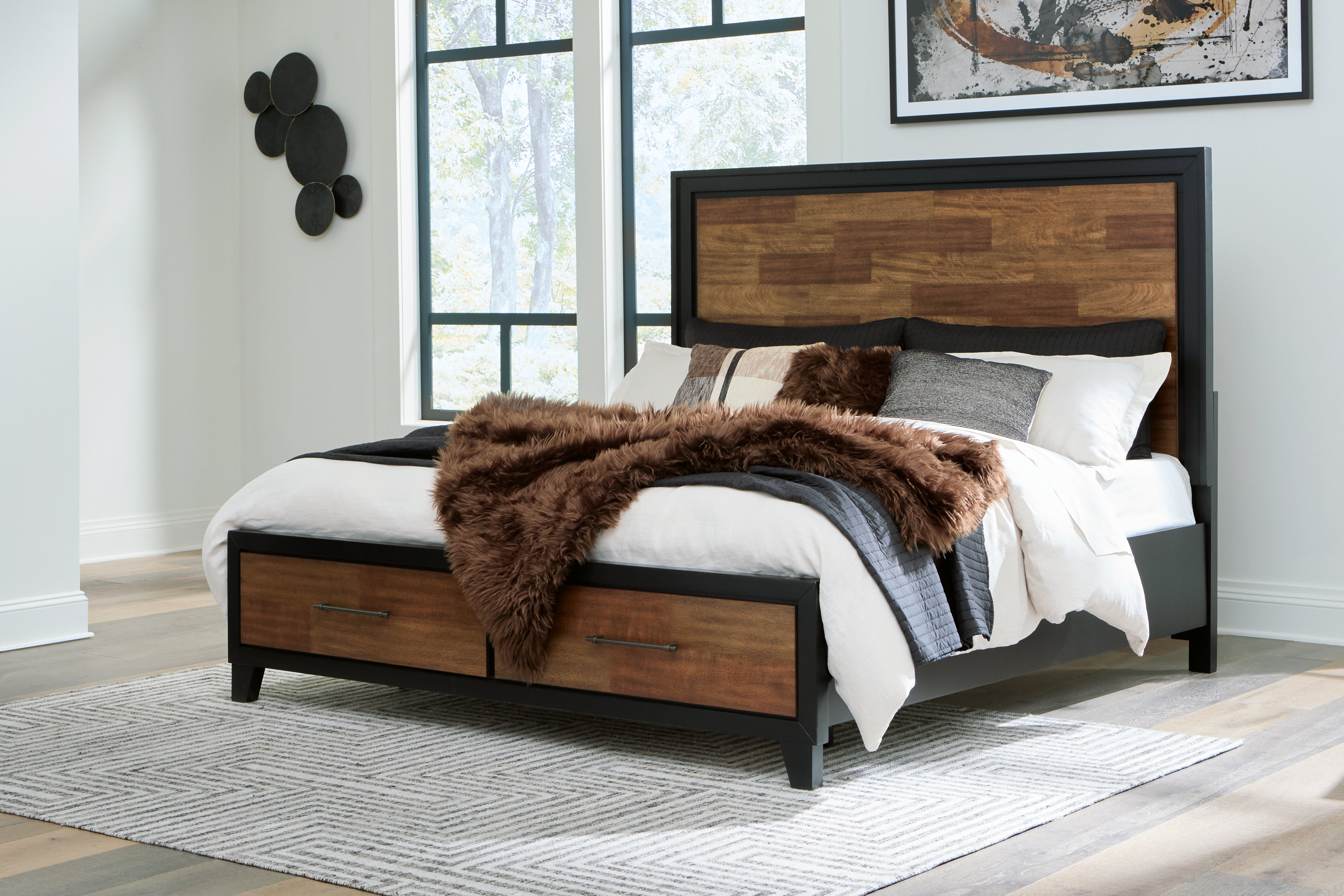 3 Brothers Decor - Ashley Furniture - Kraeburn Bedroom - California King Panel Storage Bed / Brown/Black - B496B13