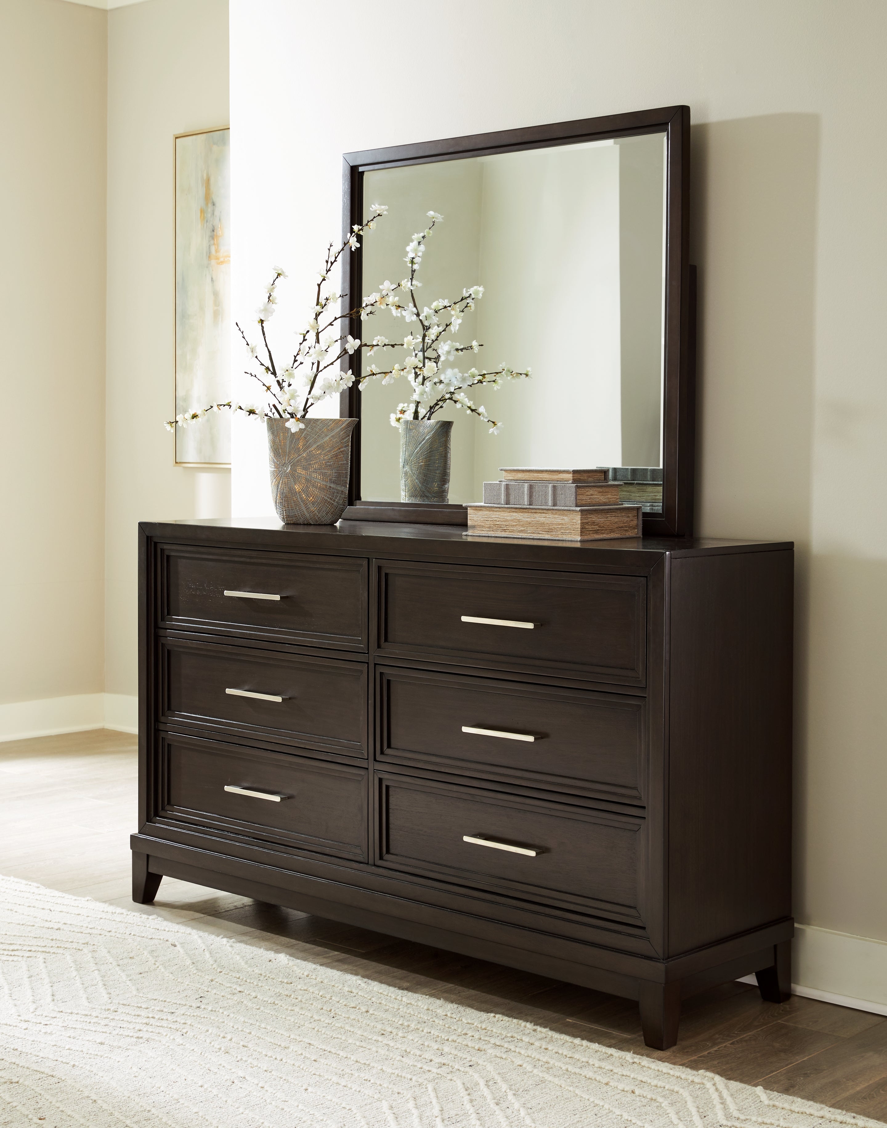 3 Brothers Decor - Ashley Furniture - Neymorton Bedroom - Dresser and Mirror / Dark Grayish Brown - B618B1