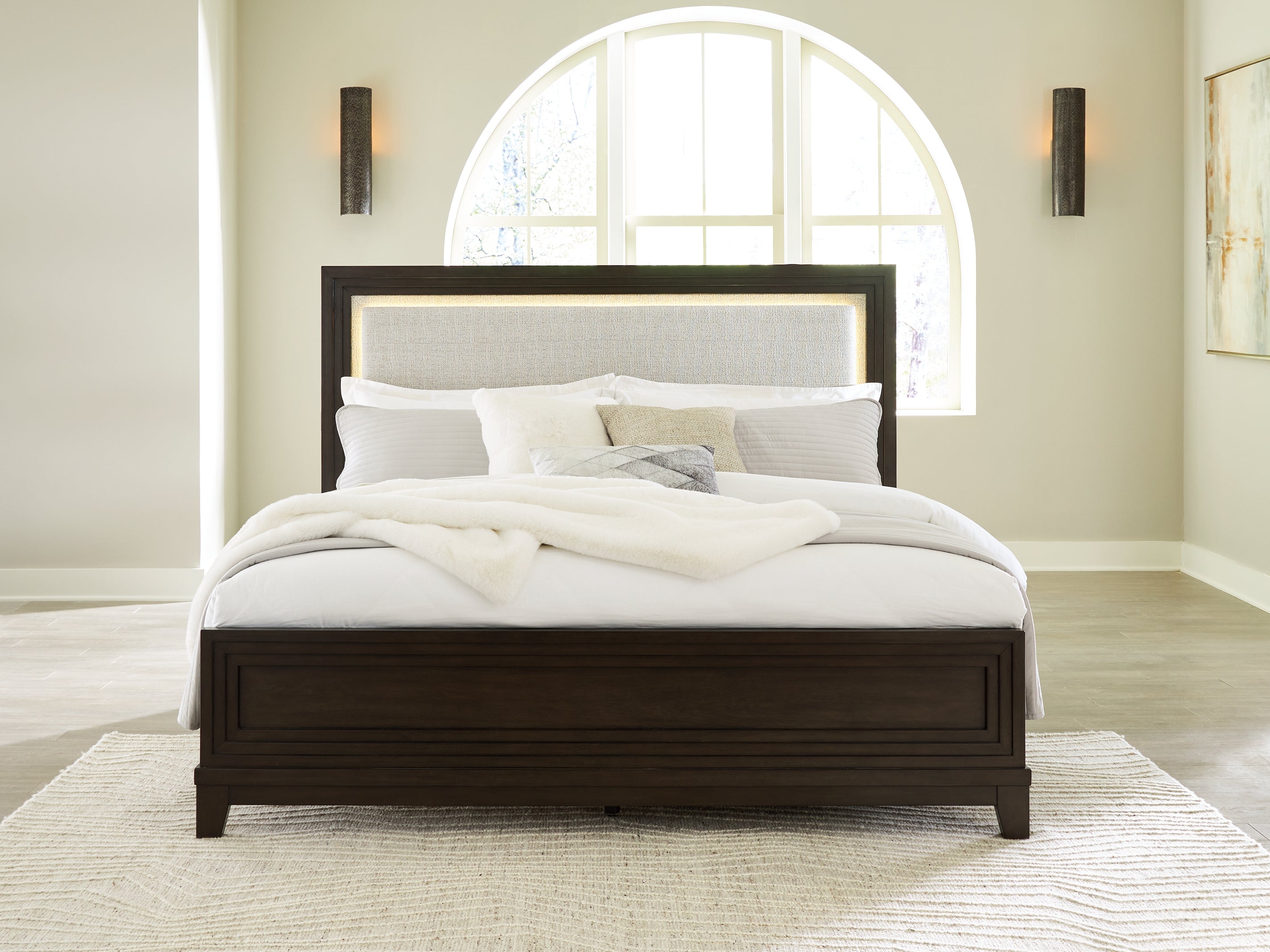 3 Brothers Decor - Ashley Furniture - Neymorton Bedroom - California King Upholstered Panel Bed / Dark Grayish Brown - B618B5