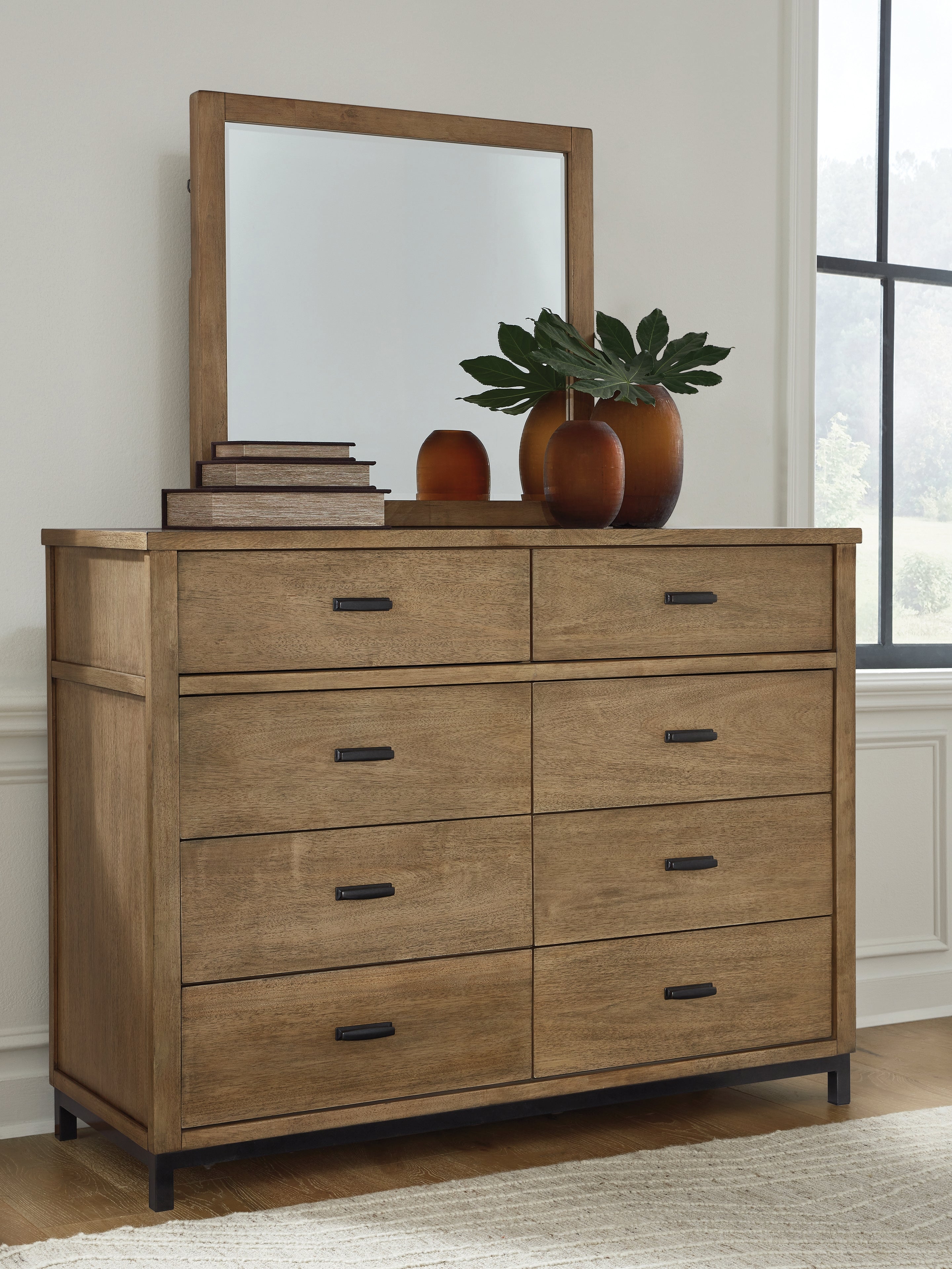 3 Brothers Decor - Ashley Furniture - Tomtyn Bedroom - Dresser and Mirror / Light Brown - B622B1
