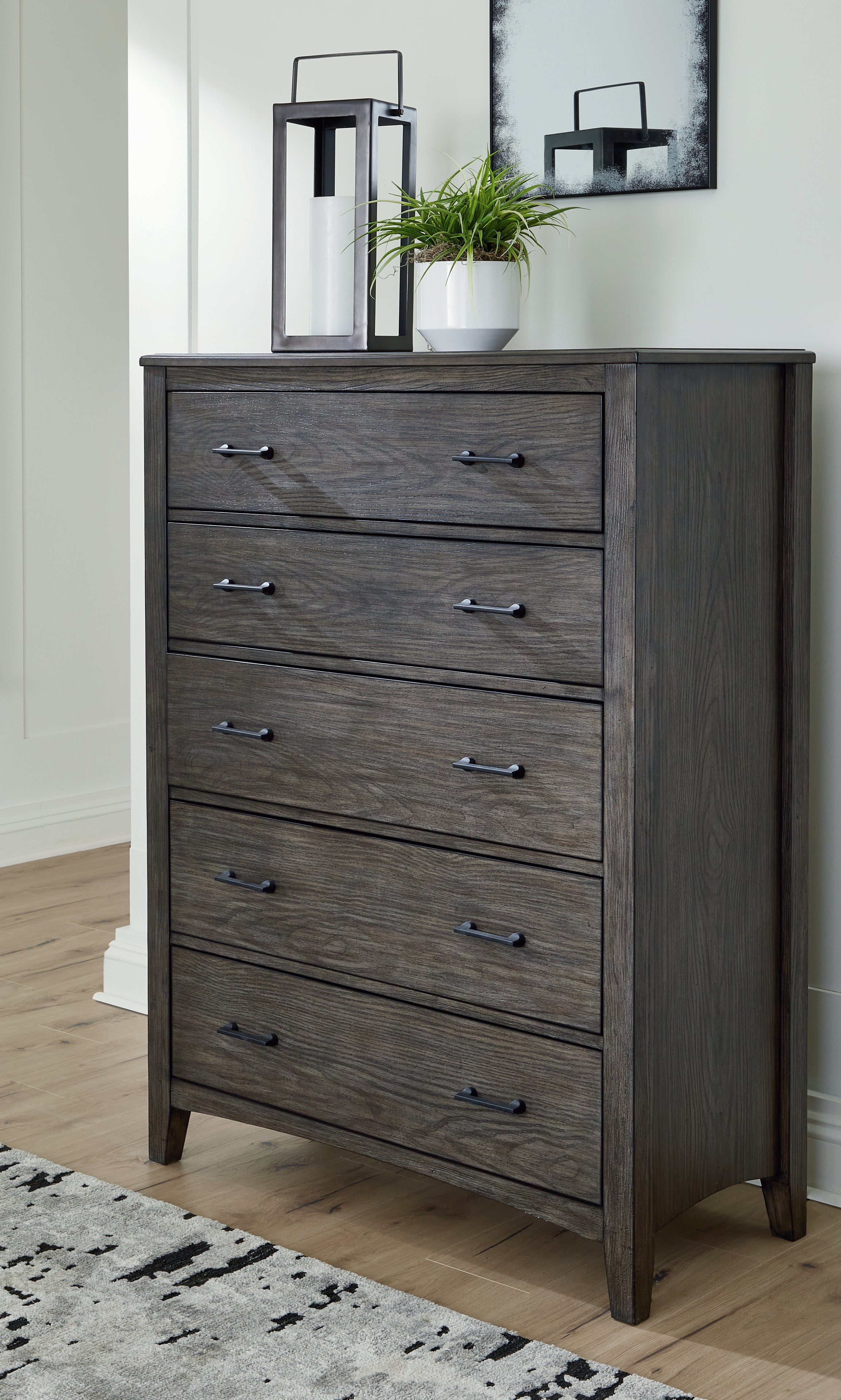 3 Brothers Decor - Ashley Furniture - Montillan Bedroom - Five Drawer Chest / Grayish Brown - B651-46