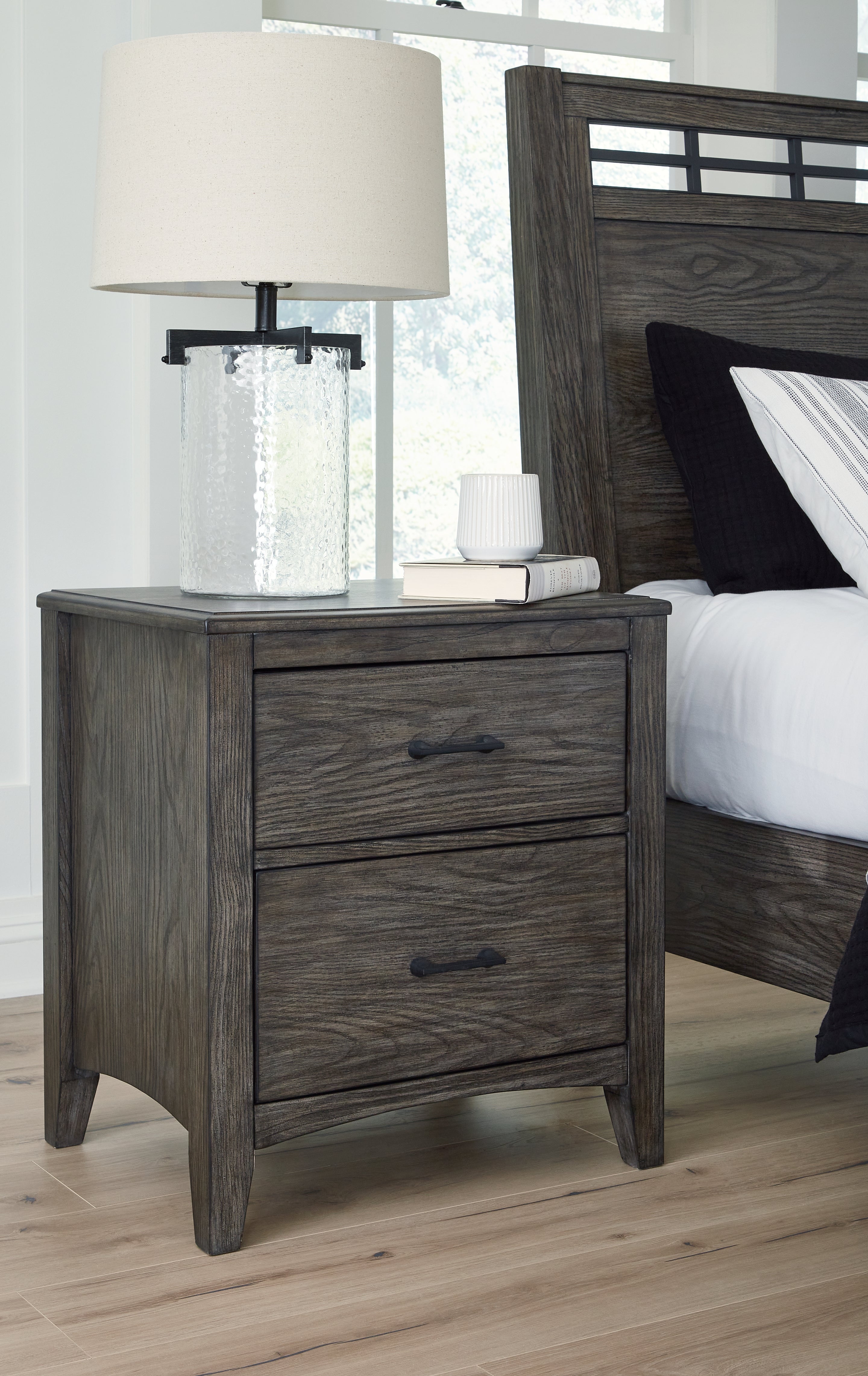 3 Brothers Decor - Ashley Furniture - Montillan Bedroom - Two Drawer Night Stand / Grayish Brown - B651-92