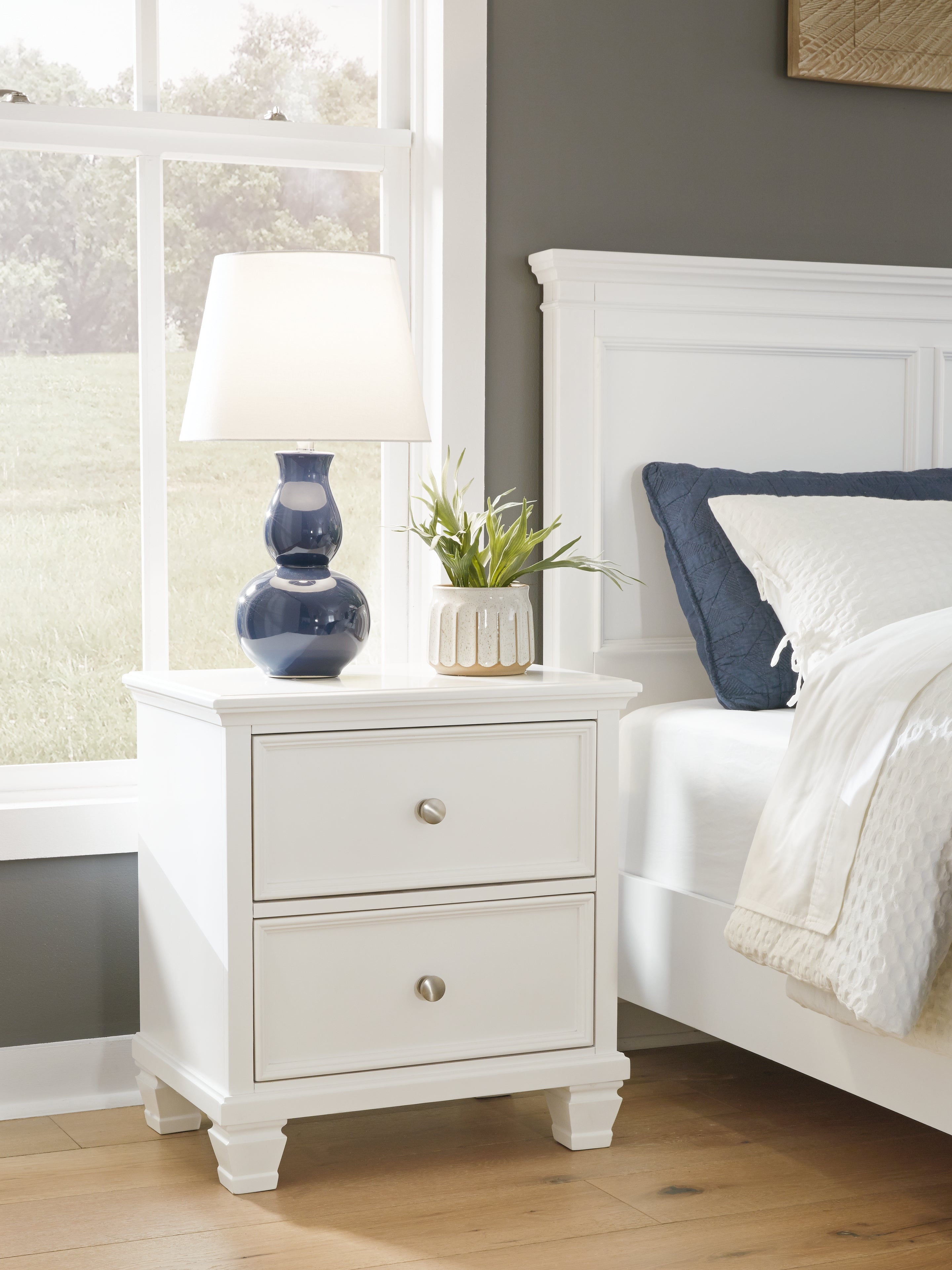 3 Brothers Decor - Ashley Furniture - Fortman Bedroom - Two Drawer Night Stand / White - B680-92