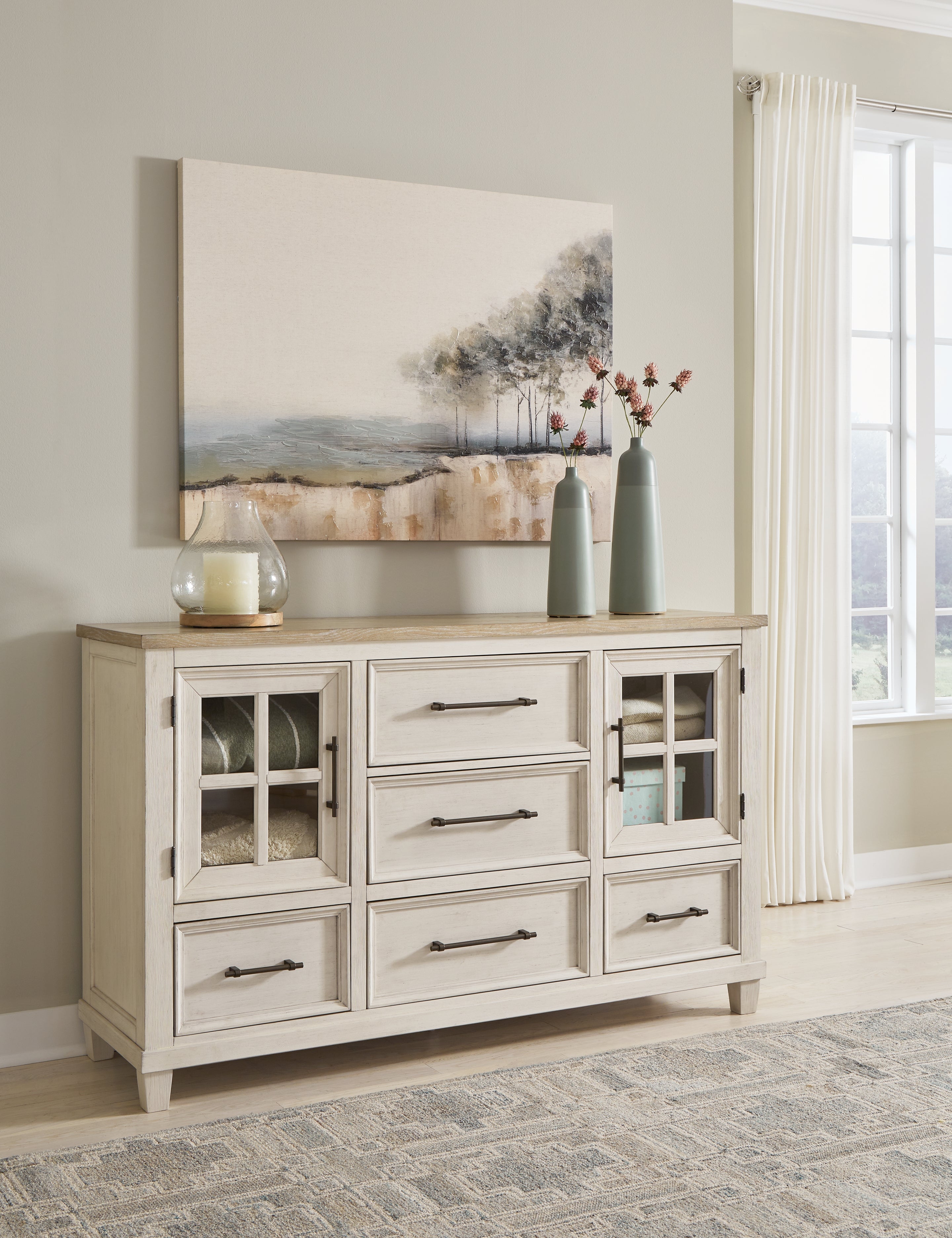 3 Brothers Decor - Ashley Furniture - Shaybrock Bedroom - Dresser / Antique White/Brown - B683-31