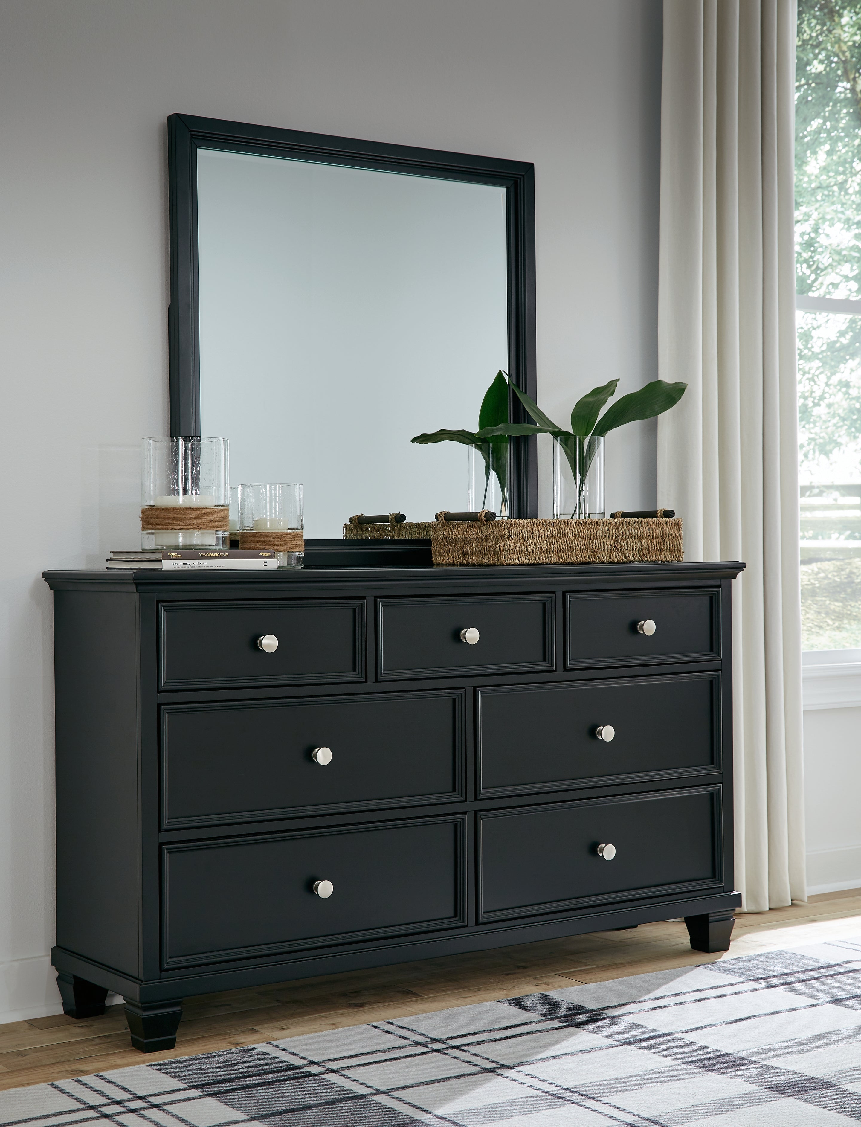 3 Brothers Decor - Ashley Furniture - Lanolee Bedroom - Dresser and Mirror / Black - B687B1