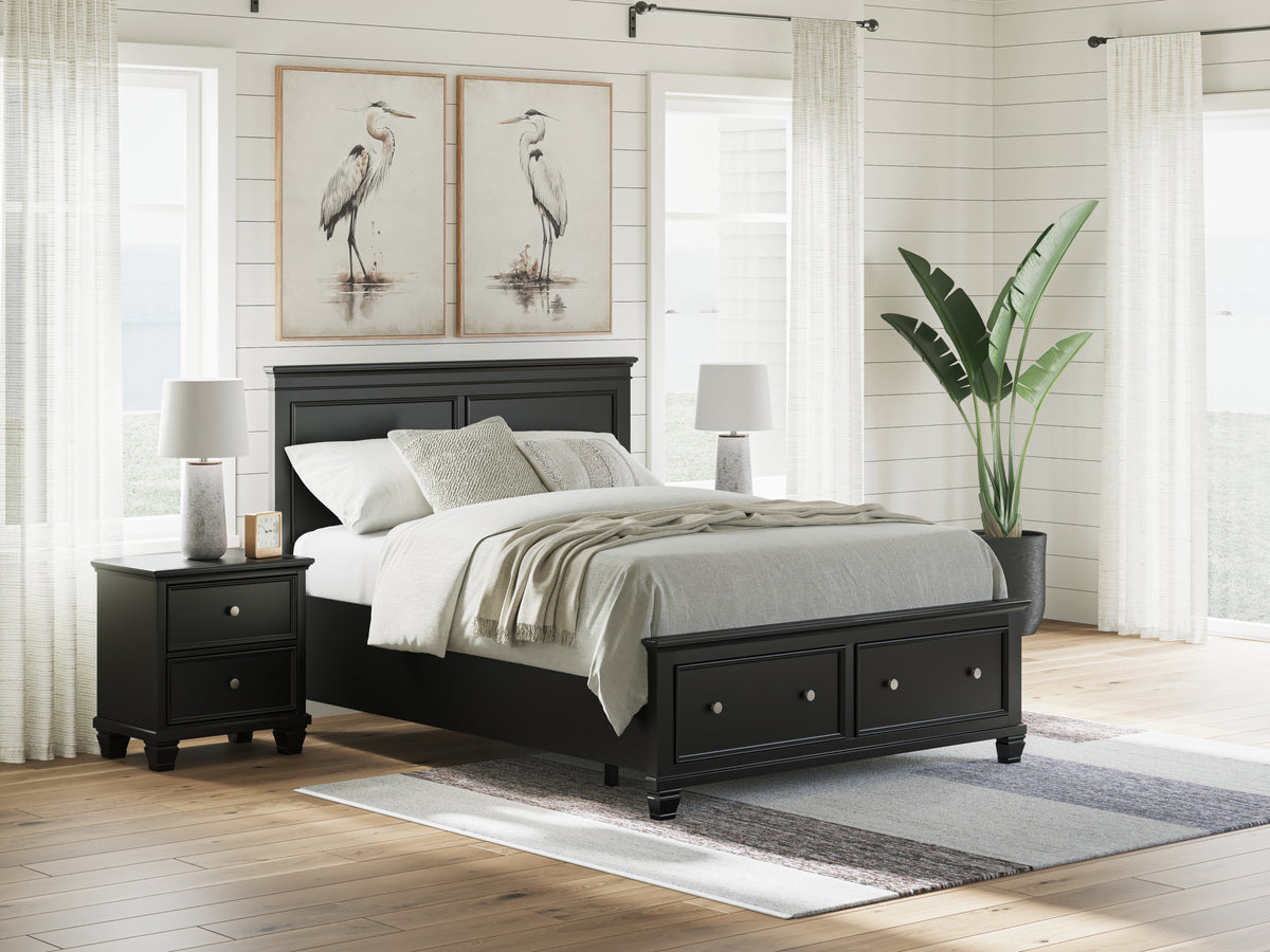 3 Brothers Decor - Ashley Furniture - Lanolee Bedroom - Queen Panel Storage Bed / Black - B687B17