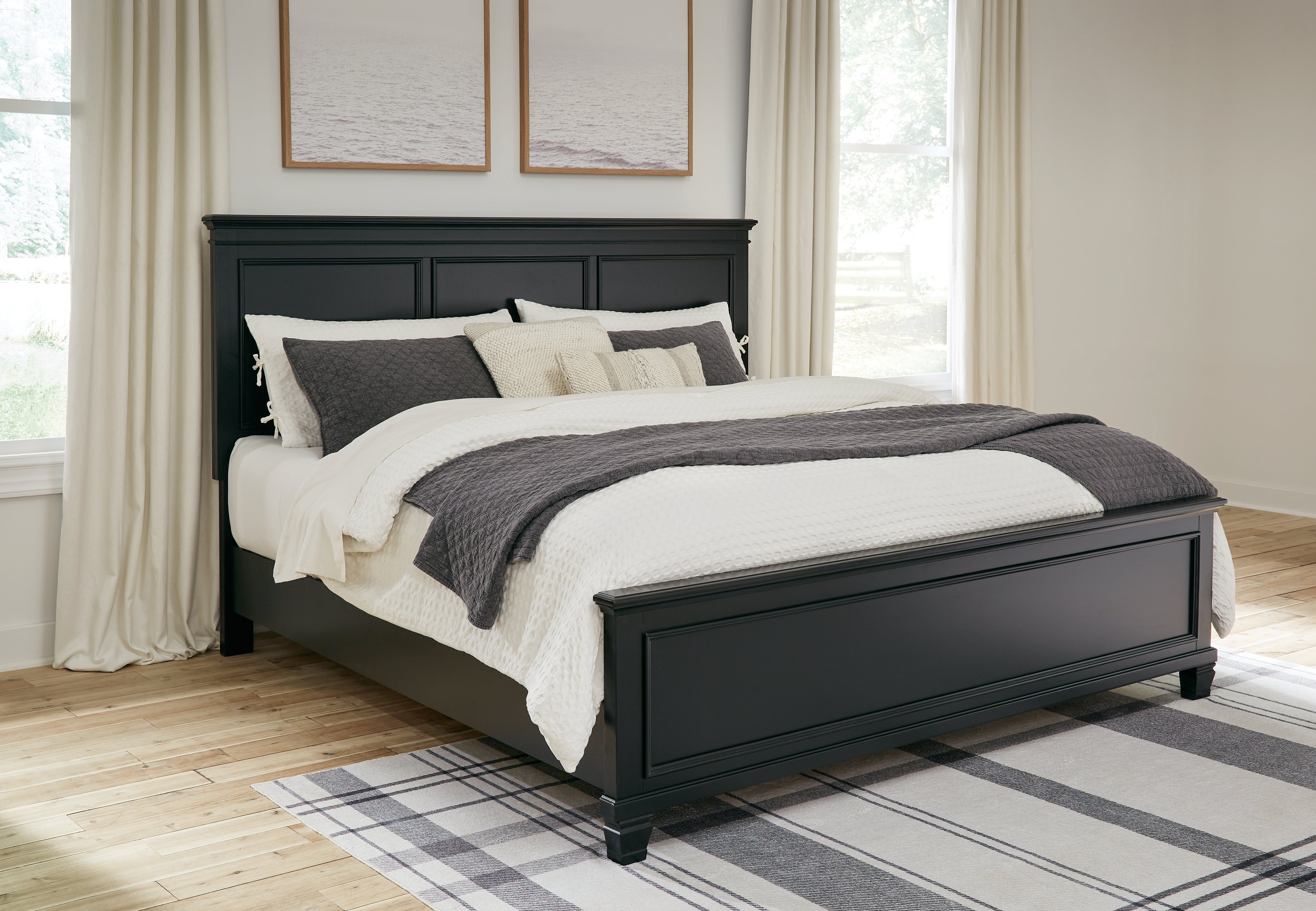 3 Brothers Decor - Ashley Furniture - Lanolee Bedroom - King Panel Bed / Black - B687B8