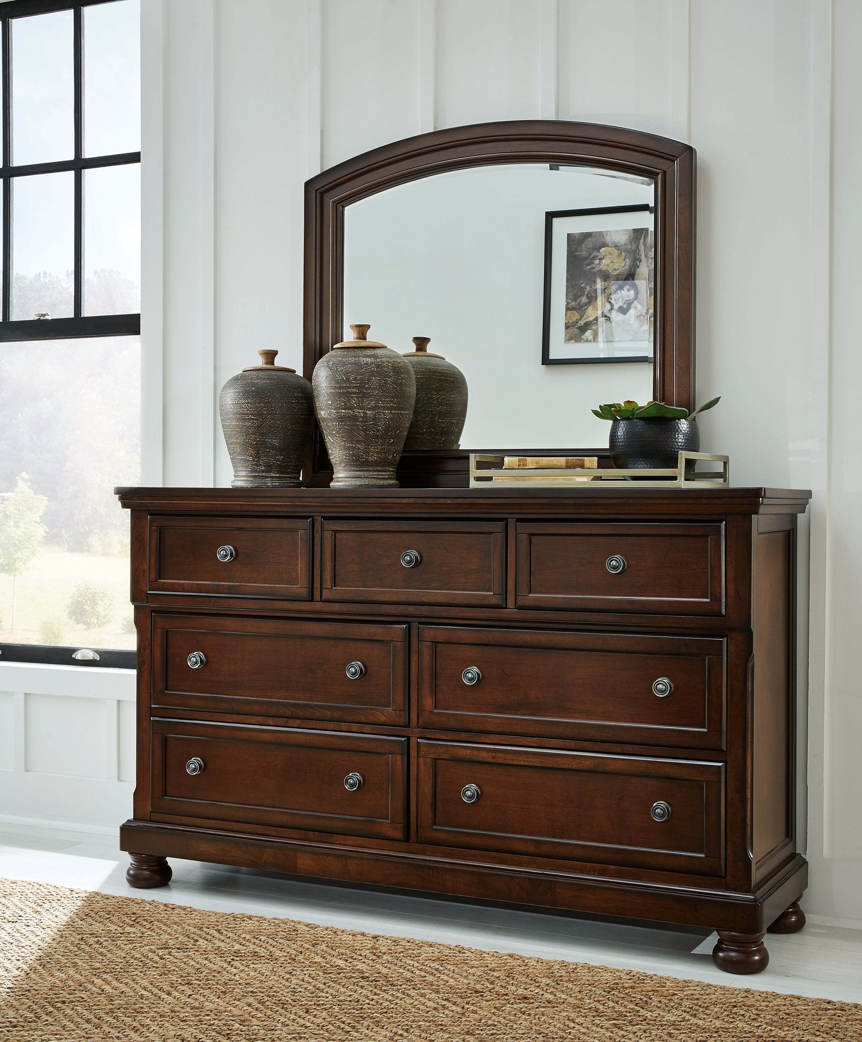 3 Brothers Decor - Ashley Furniture - Porter Bedroom - Dresser and Mirror / Rustic Brown - B697B1