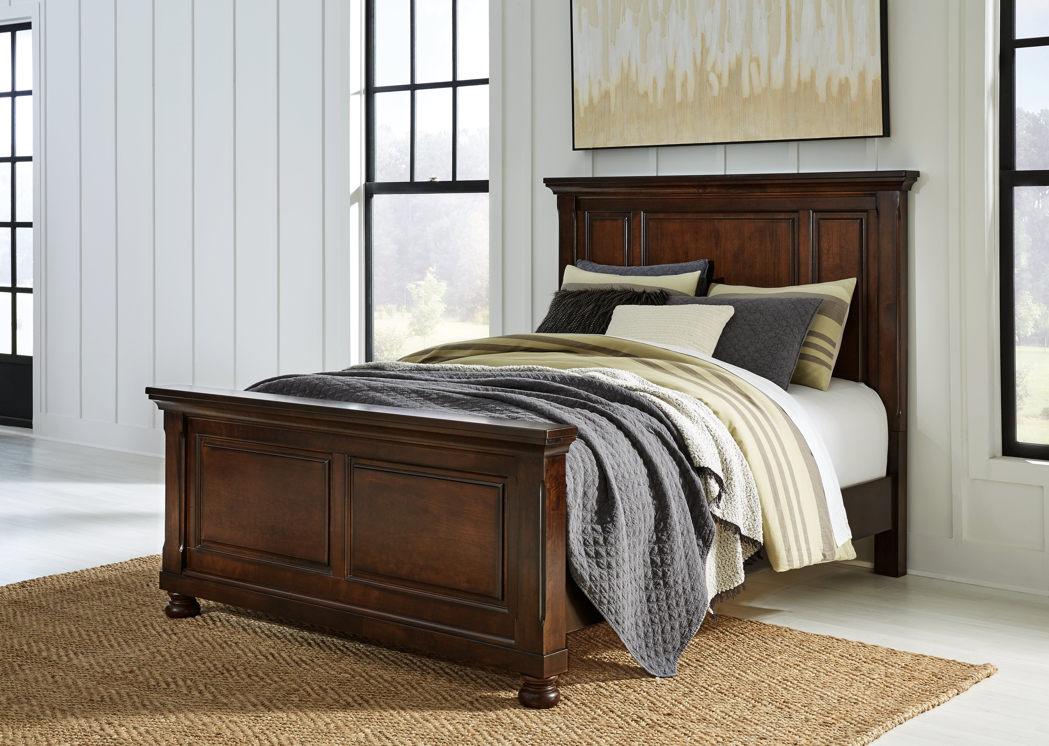 3 Brothers Decor - Ashley Furniture - Porter Bedroom - Queen Panel Bed / Rustic Brown - B697B2
