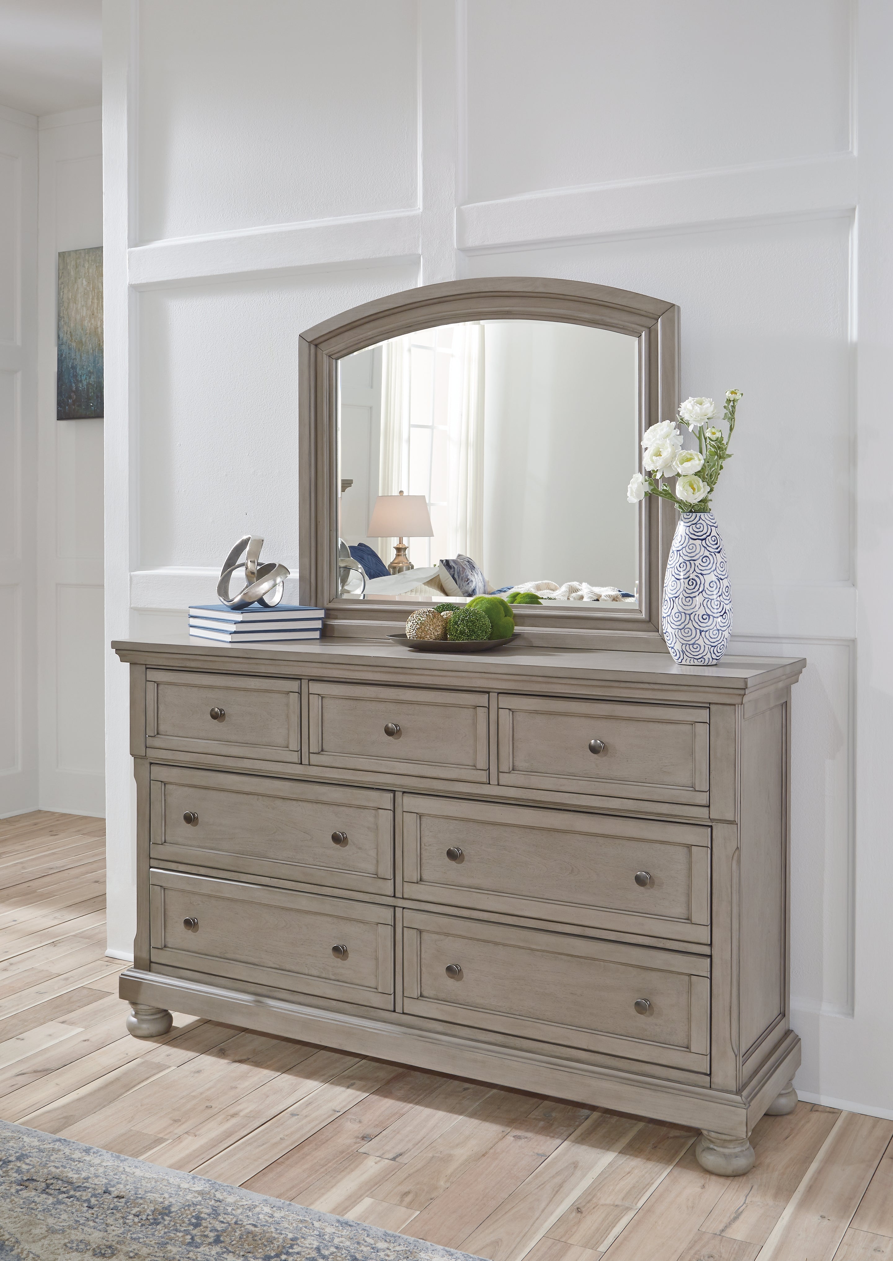 3 Brothers Decor - Ashley Furniture - Lettner Bedroom - Dresser and Mirror / Light Gray - B733B1