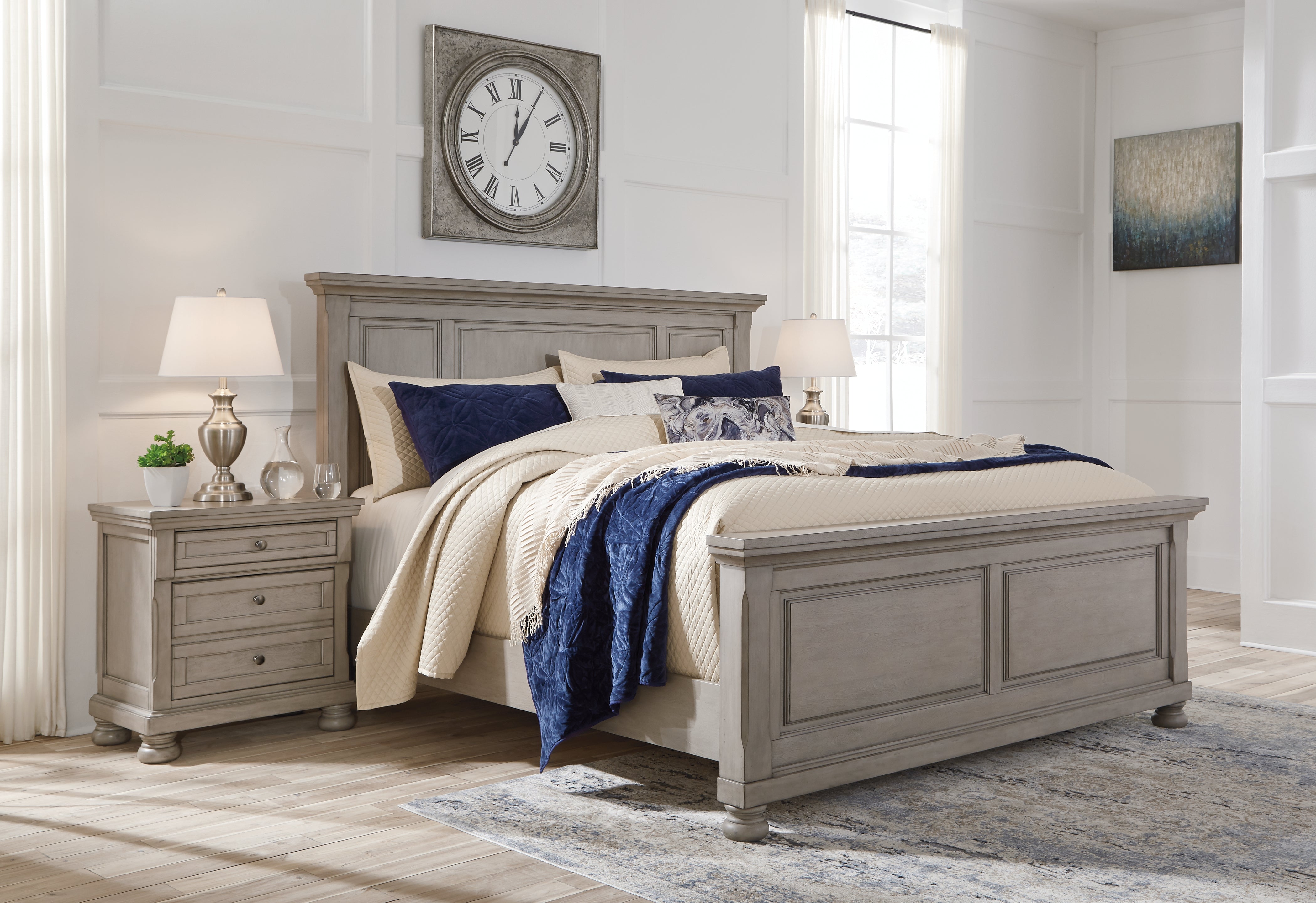 3 Brothers Decor - Ashley Furniture - Lettner Bedroom - California King Panel Bed / Light Gray - B733B7