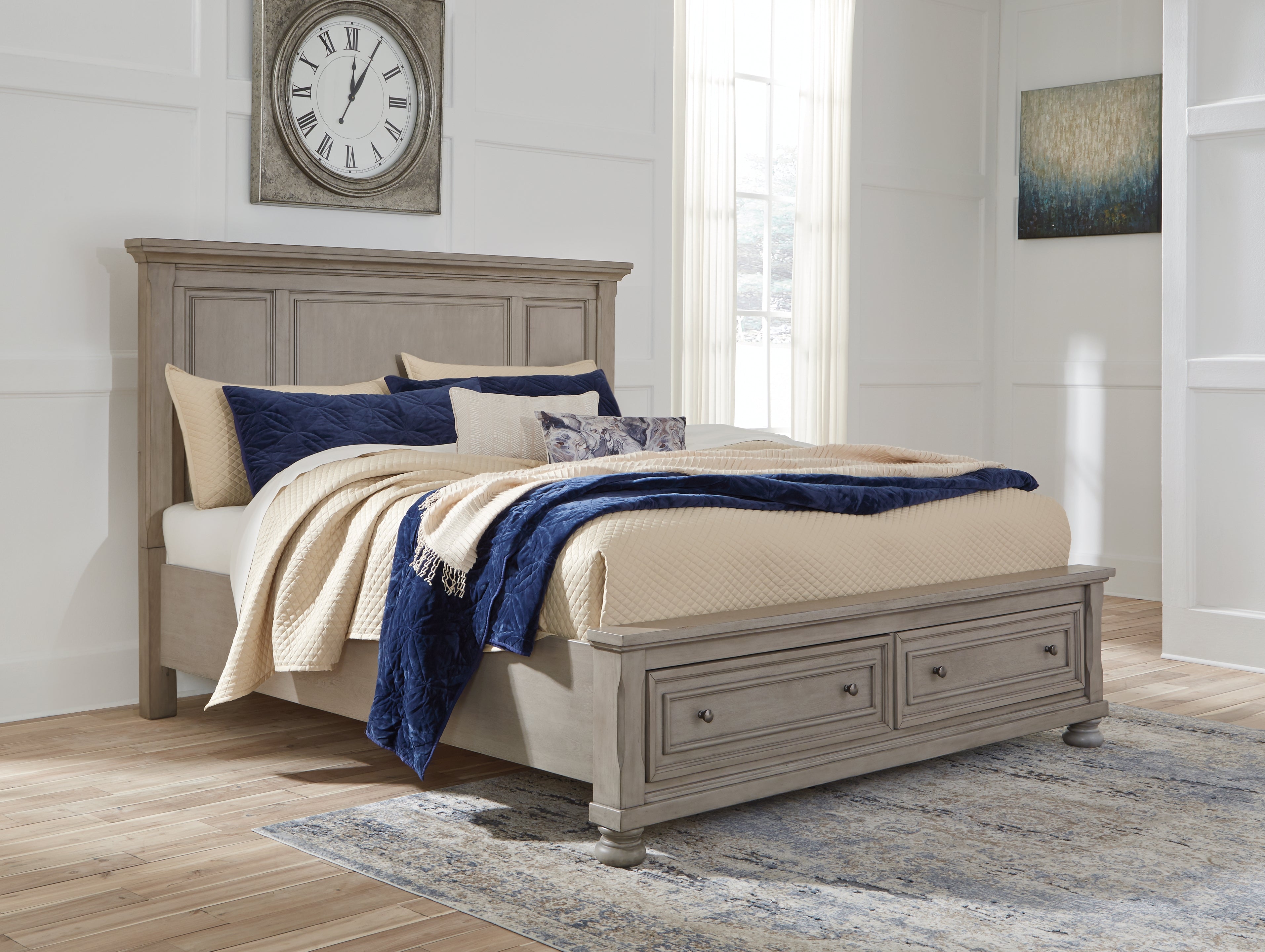 3 Brothers Decor - Ashley Furniture - Lettner Bedroom - California King Panel Storage bed / Light Gray - B733B35
