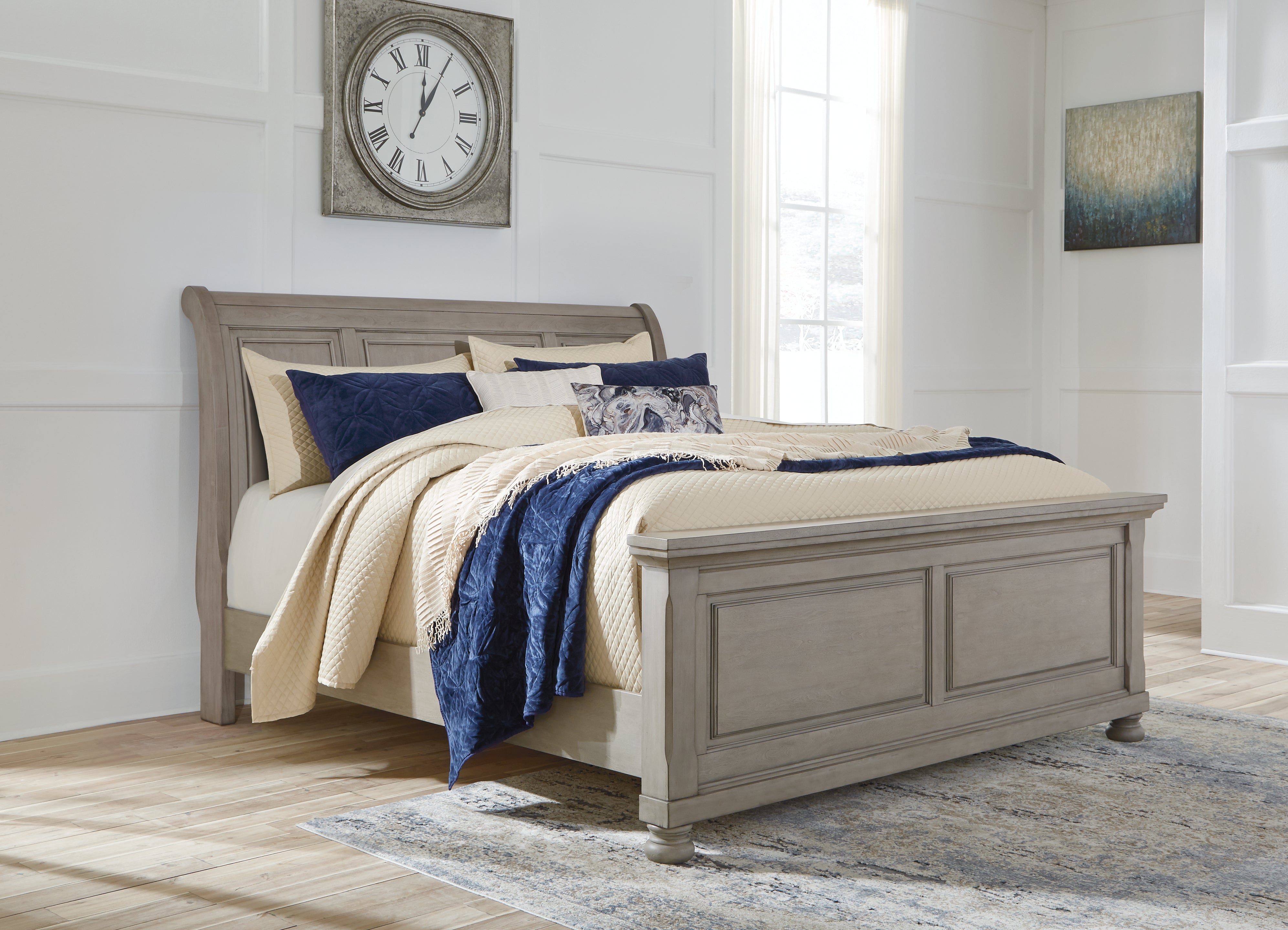 3 Brothers Decor - Ashley Furniture - Lettner Bedroom - King Sleigh Bed / Light Gray - B733B34