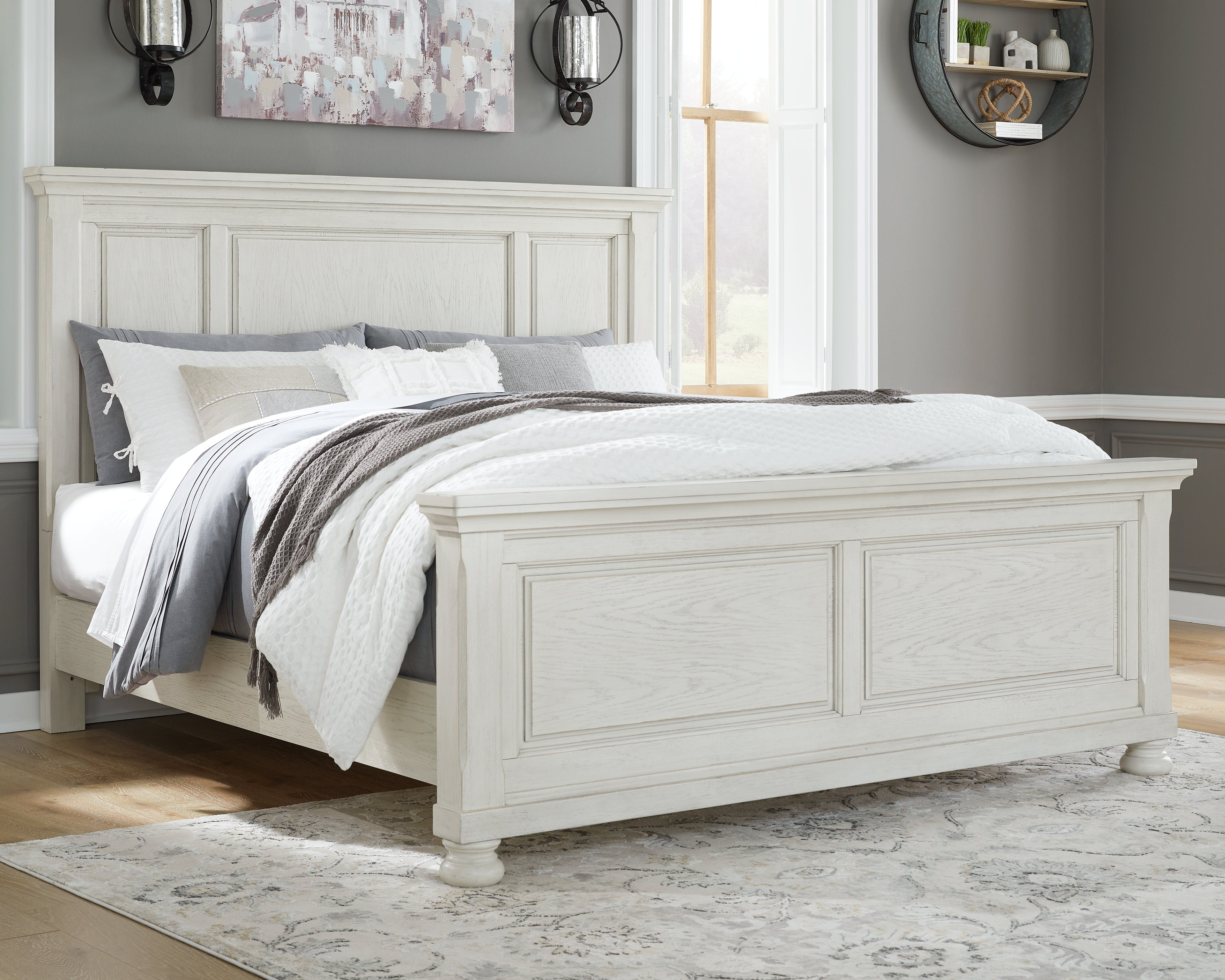 3 Brothers Decor - Ashley Furniture - Robbinsdale Bedroom - King Panel Bed / Antique White - B742B6