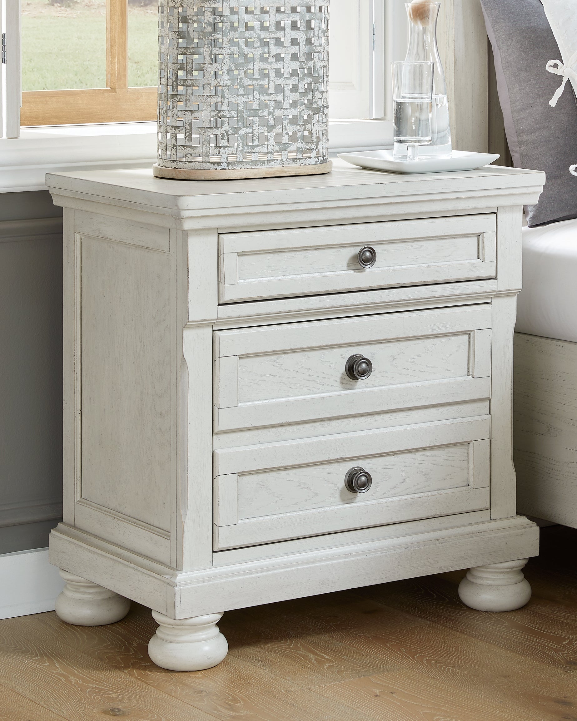 3 Brothers Decor - Ashley Furniture - Robbinsdale Bedroom - Two Drawer Night Stand / Antique White - B742-92