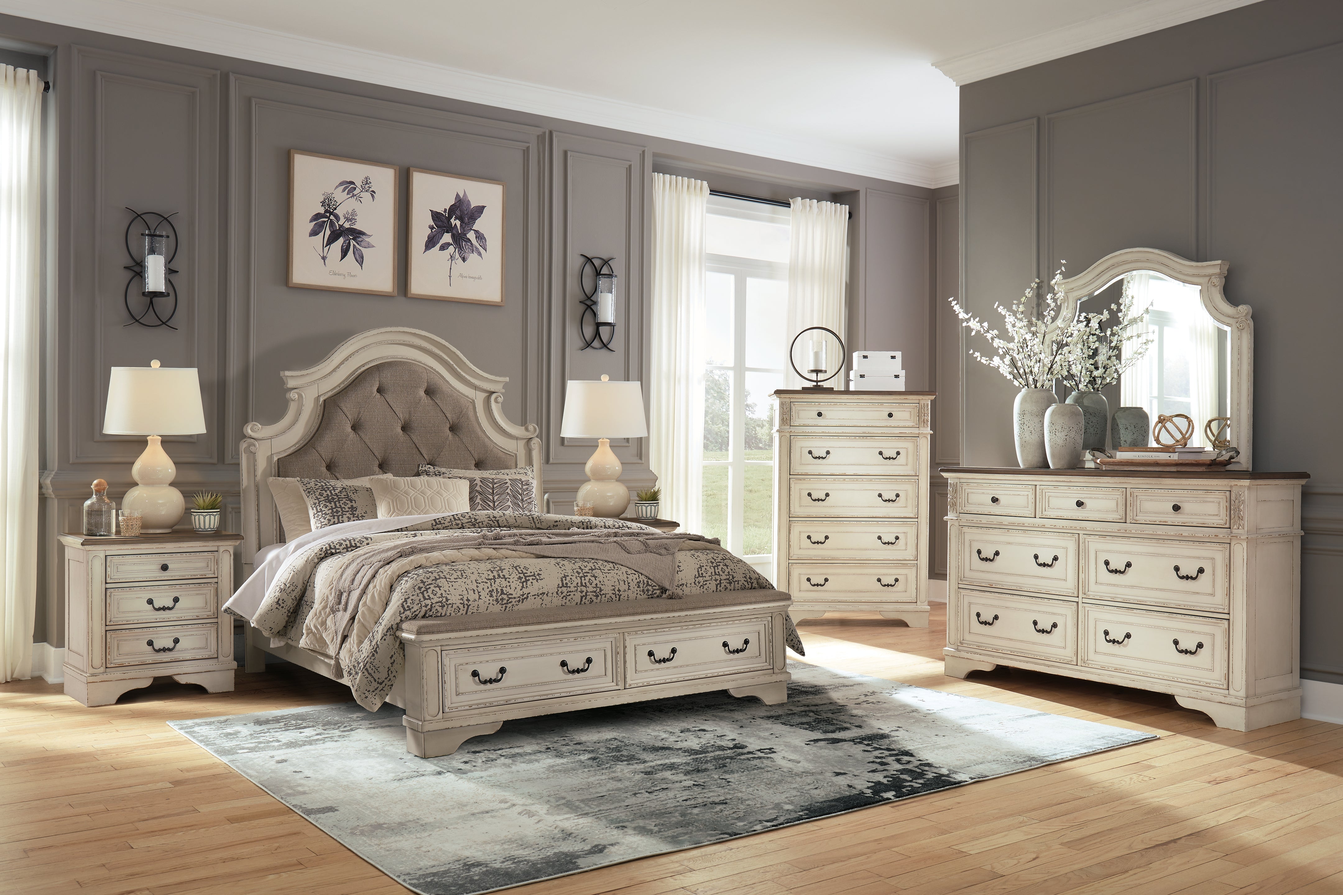 3 Brothers Decor - Ashley Furniture - Realyn Bedroom - Queen Upholstered Storage Bed / Two-tone - B743B18