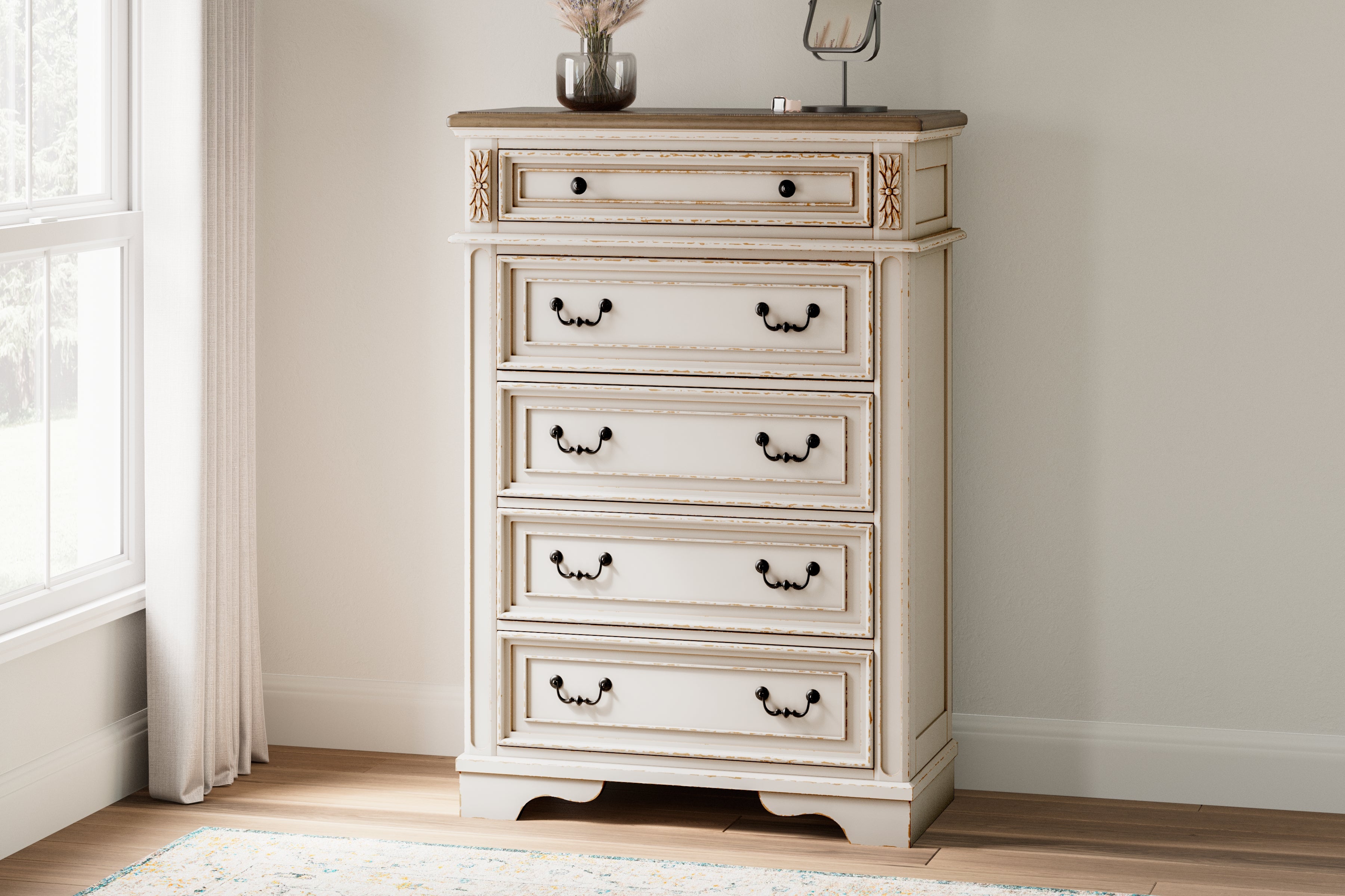 3 Brothers Decor - Ashley Furniture - Realyn Bedroom - Five Drawer Chest / Two-tone - B743-46