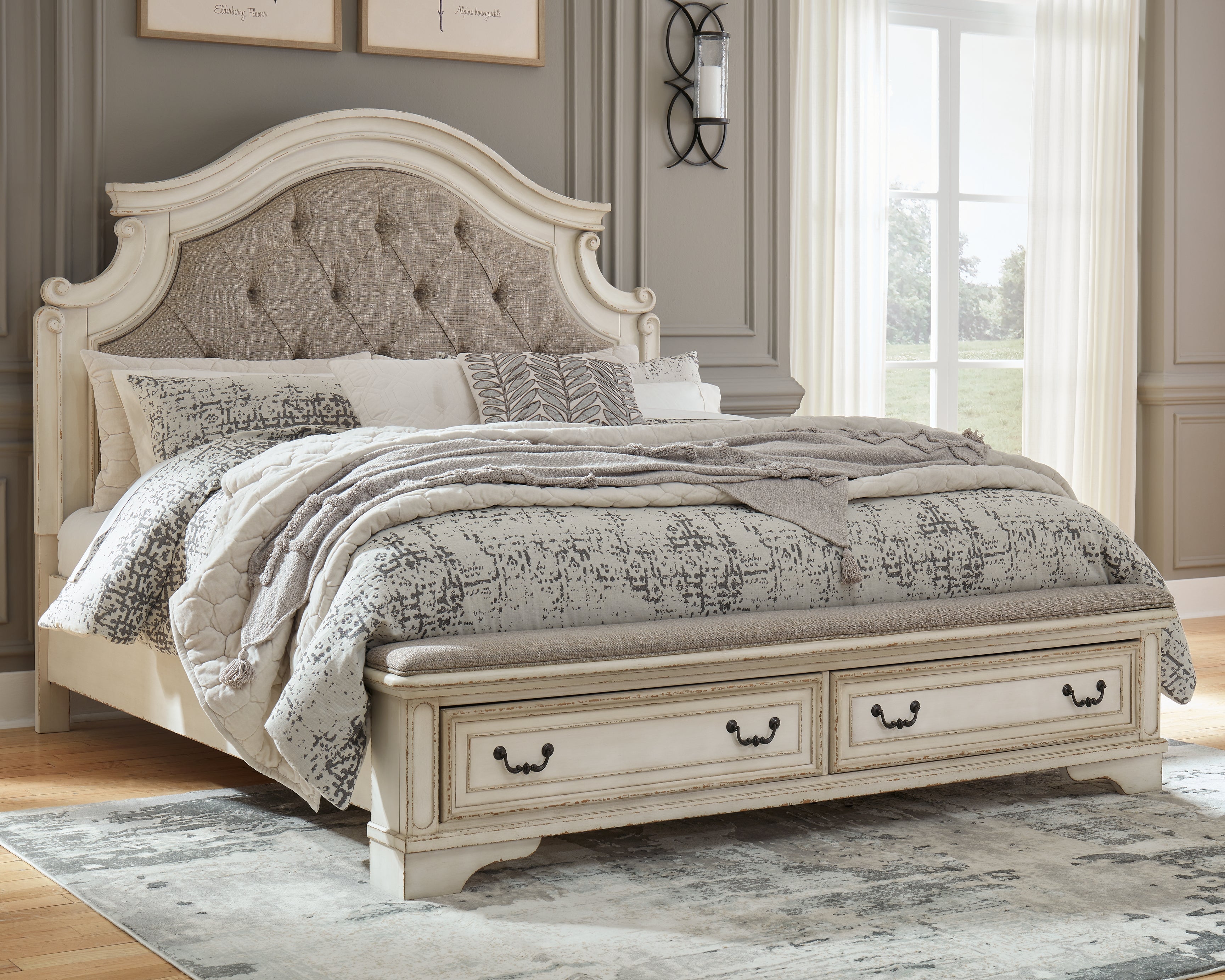 3 Brothers Decor - Ashley Furniture - Realyn Bedroom - King Upholstered Storage Bed / Two-tone - B743B20