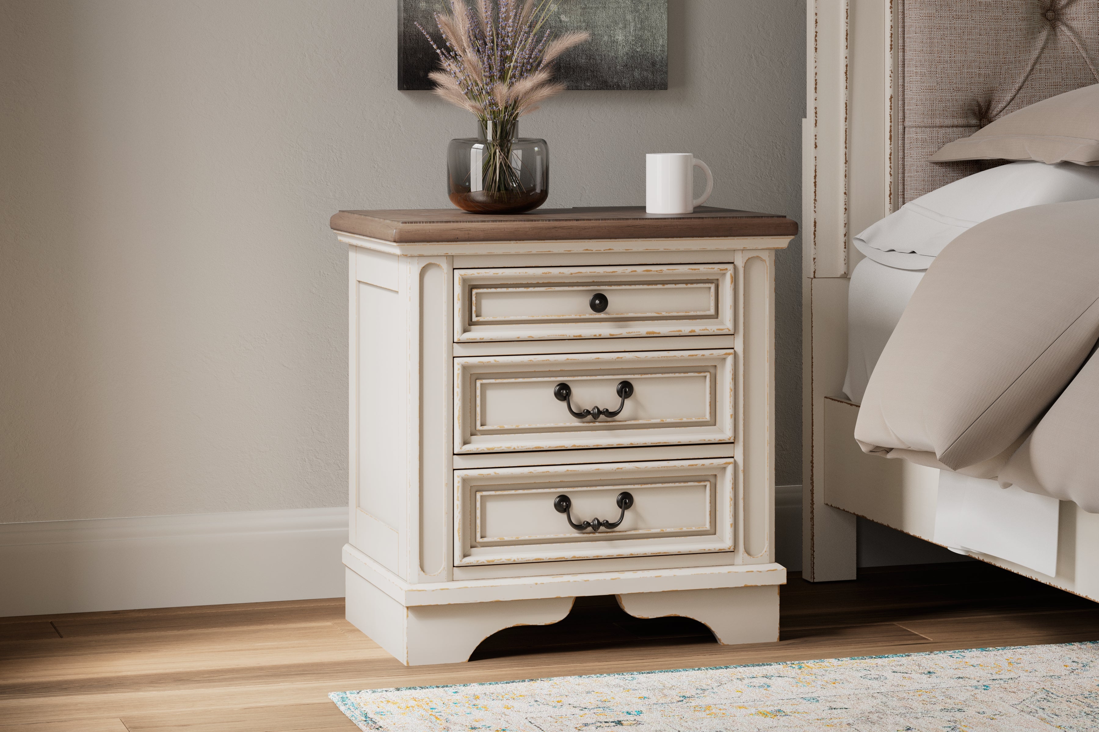 3 Brothers Decor - Ashley Furniture - Realyn Bedroom - Three Drawer Night Stand / Two-tone - B743-93