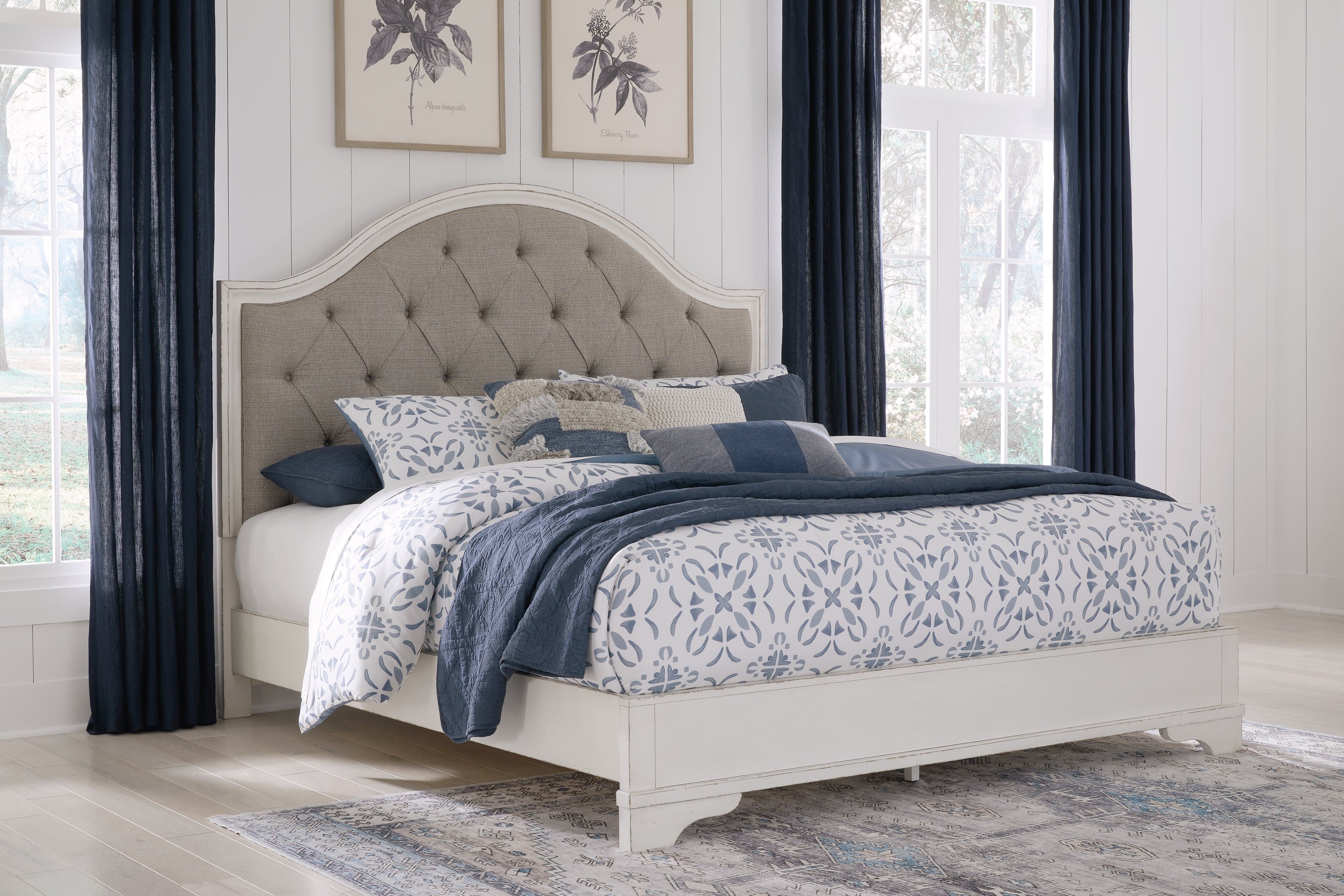 3 Brothers Decor - Ashley Furniture - Blendon Bedroom - King Upholstered Panel Bed / Rustic Brown - B747B3