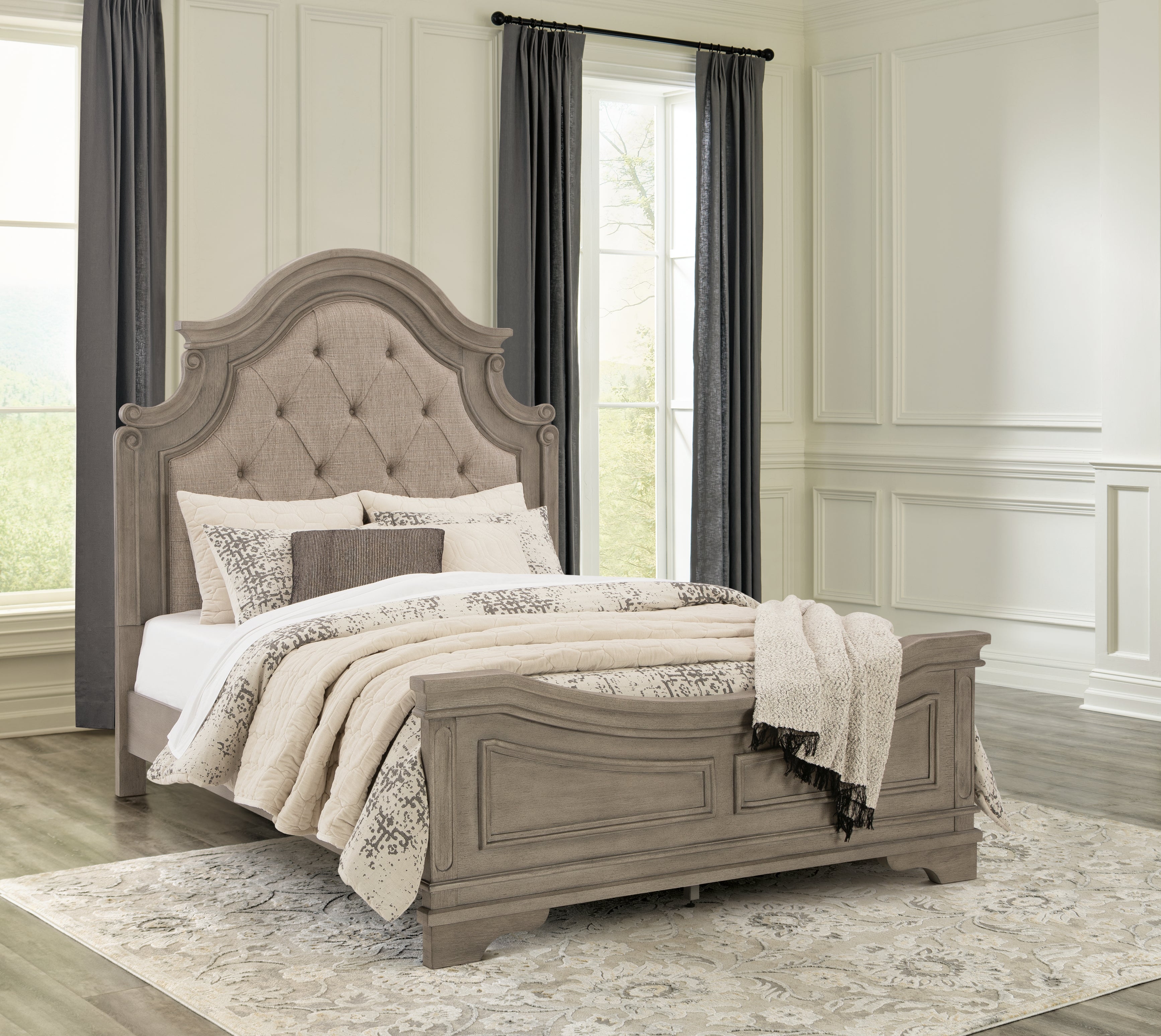 3 Brothers Decor - Ashley Furniture - Lodenbay Bedroom - Queen Panel Bed / Antique Gray - B751B2