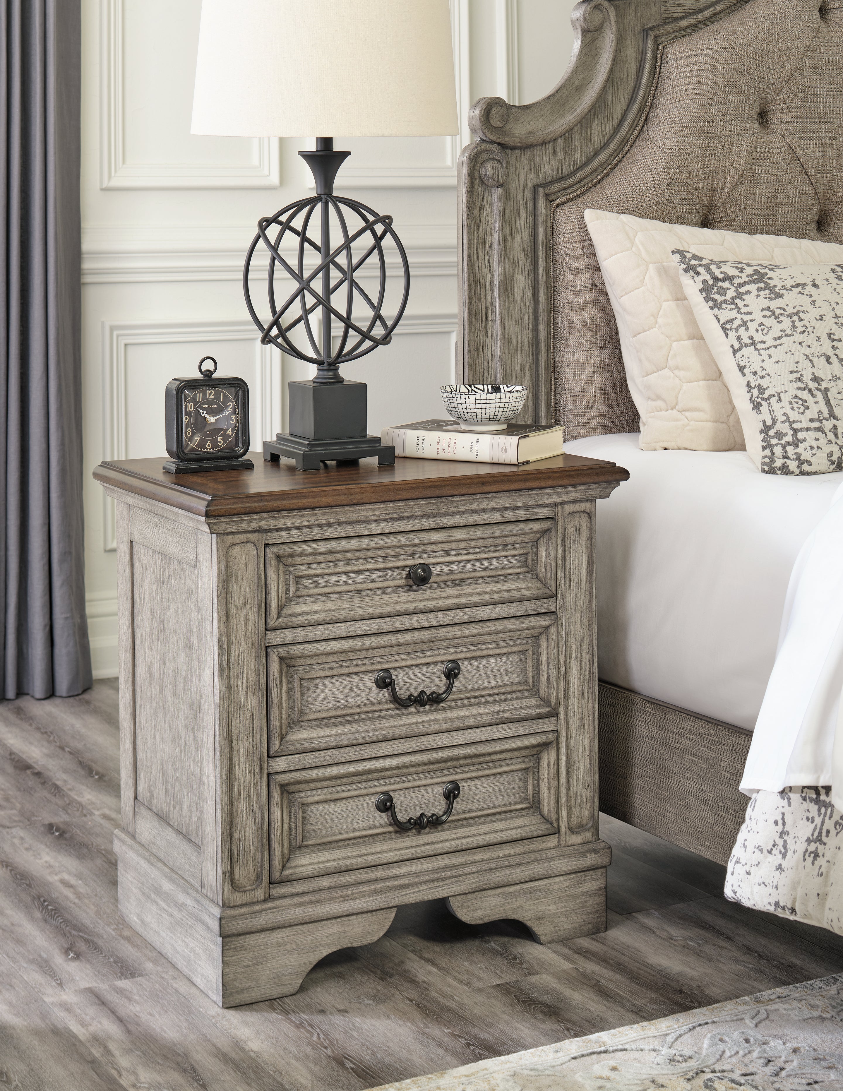 3 Brothers Decor - Ashley Furniture - Lodenbay Bedroom - Three Drawer Night Stand / Antique Gray/Brown - B751-93