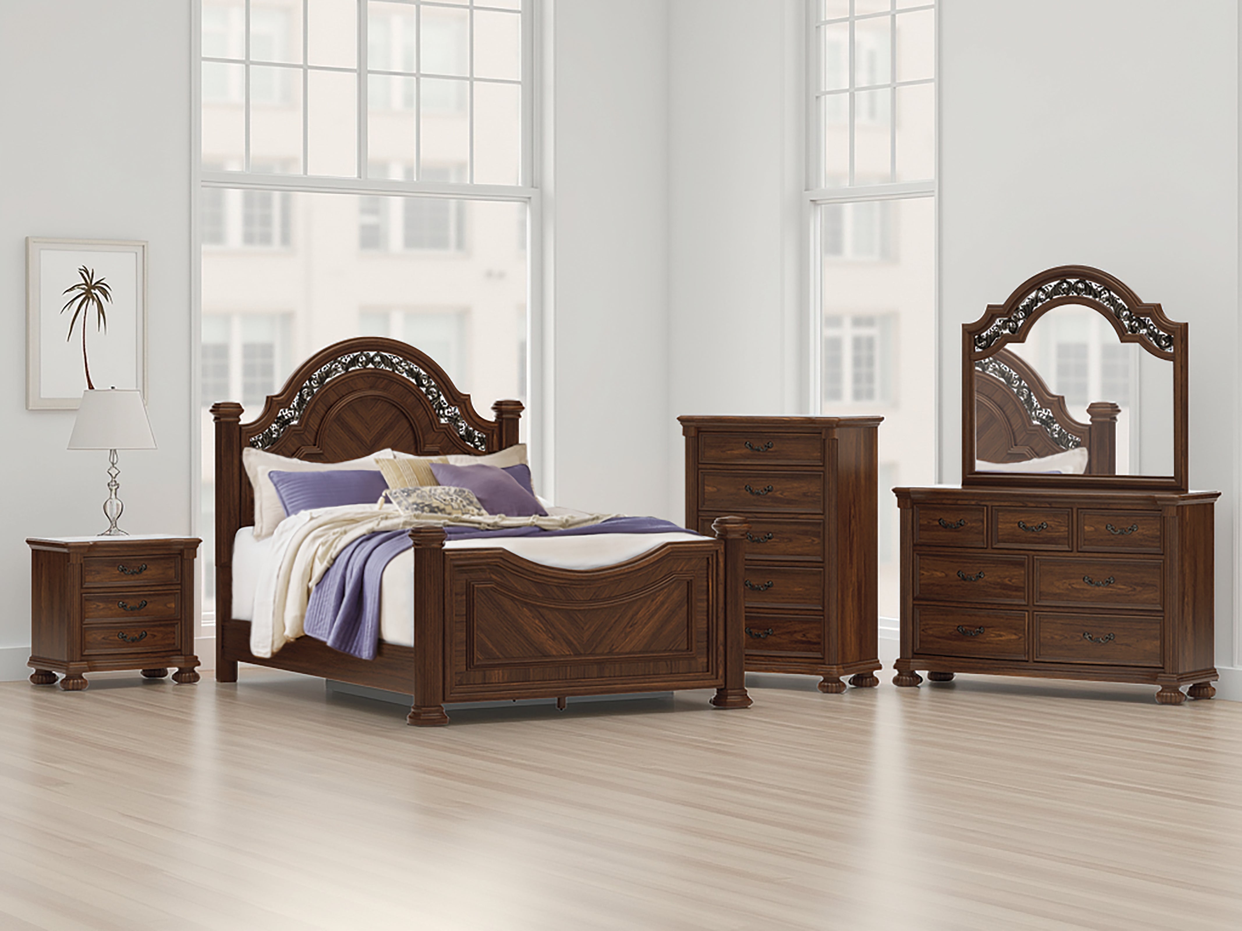 3 Brothers Decor - Ashley Furniture - Lavinton Bedroom - Queen Poster Bed / Brown - B764B5