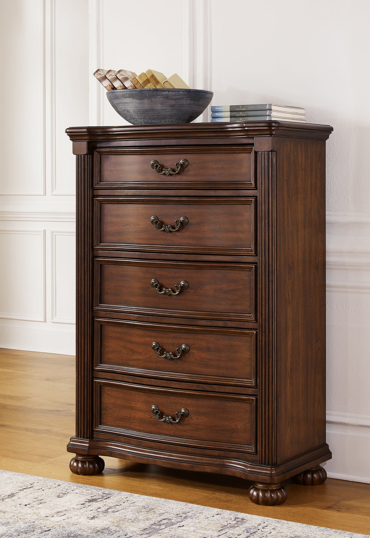 3 Brothers Decor - Ashley Furniture - Lavinton Bedroom - Five Drawer Chest / Brown - B764-46