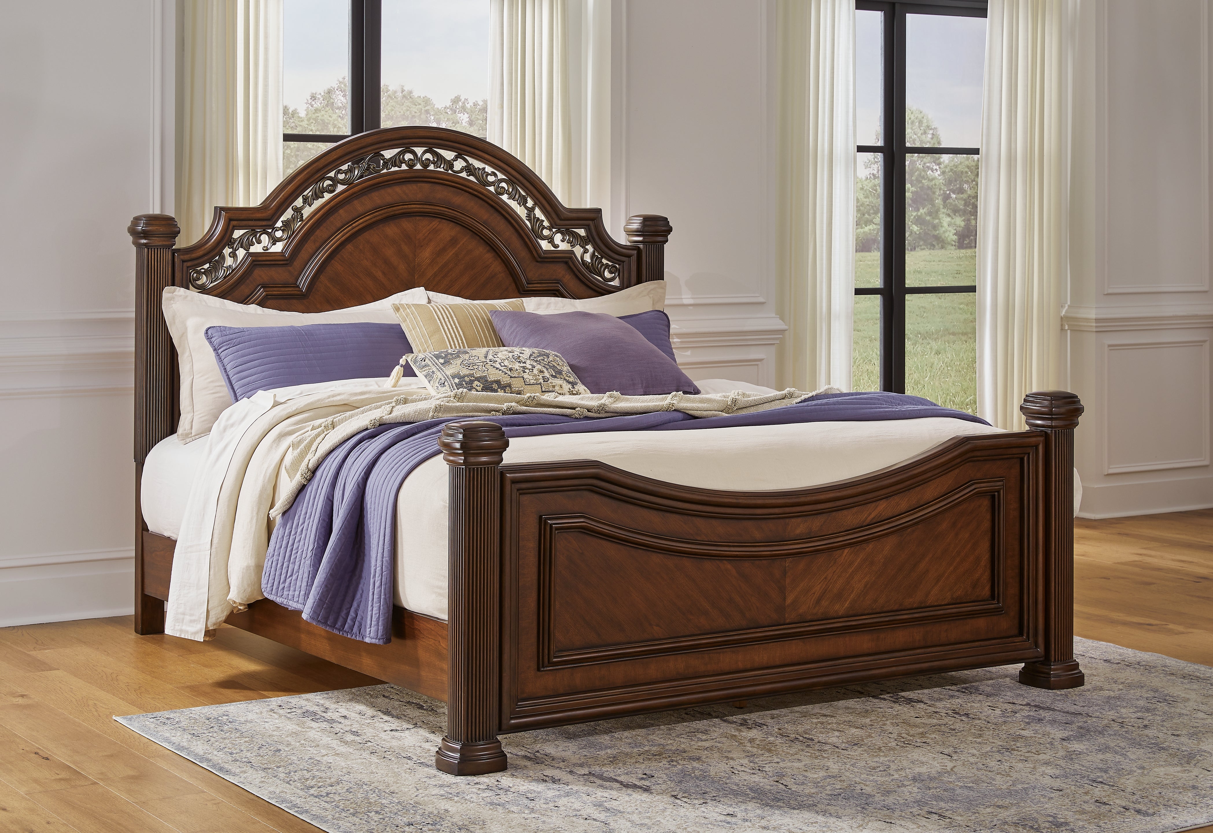 3 Brothers Decor - Ashley Furniture - Lavinton Bedroom - King Poster Bed / Brown - B764B9